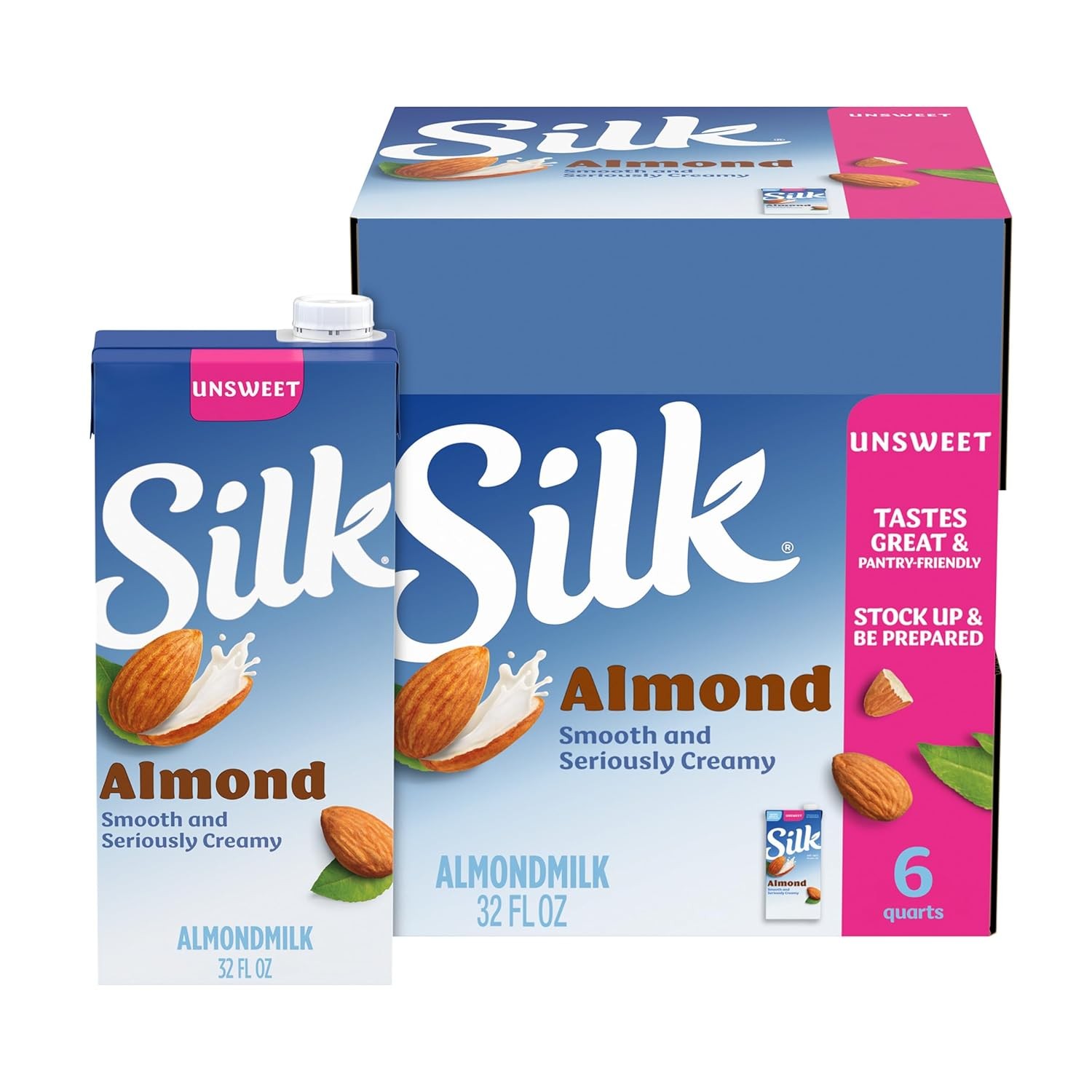 Silk Shelf-Stable Almond Milk, Unsweetened, Dairy-Free, Vegan, Non-GMO Project