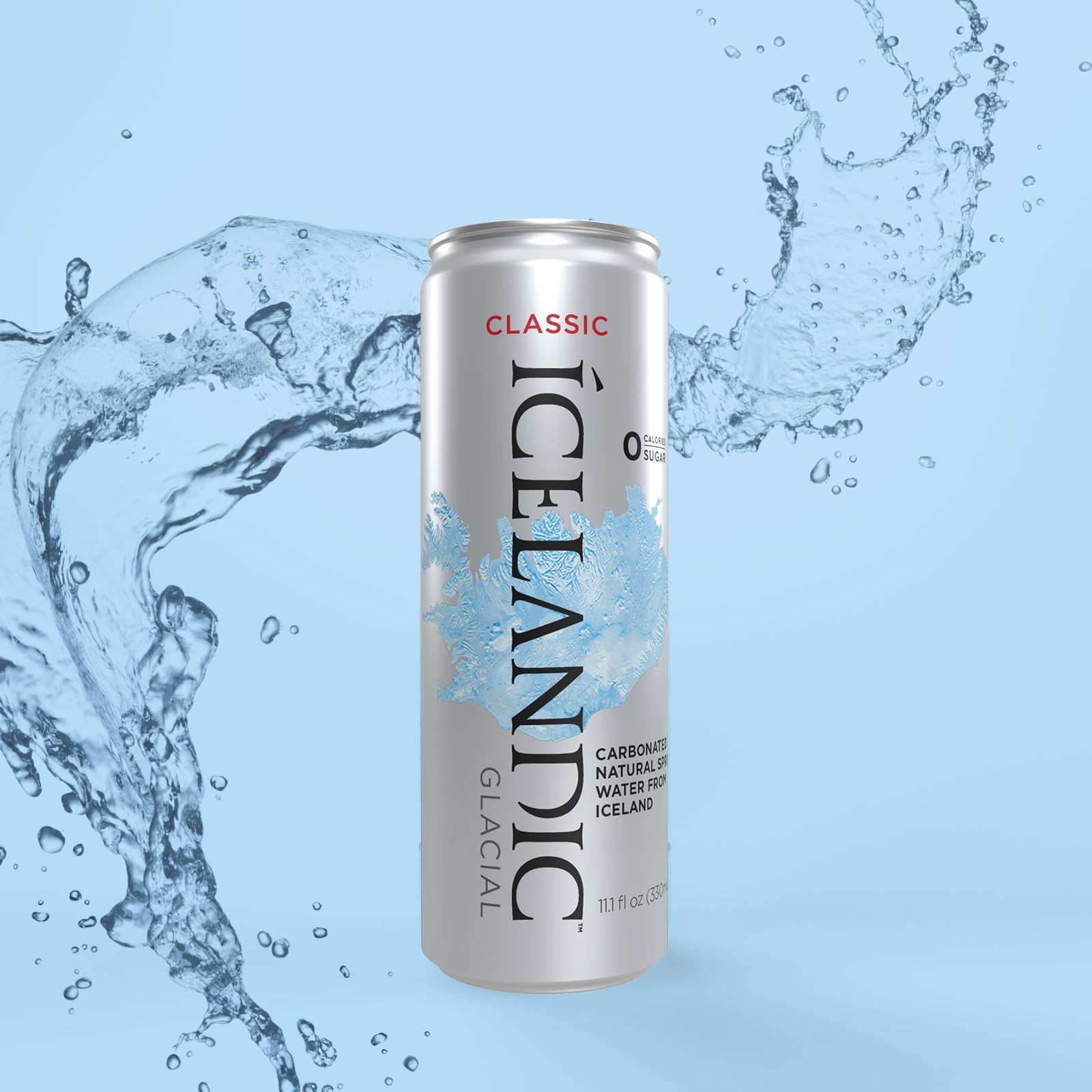 Icelandic Glacial Sparkling Water, Unflavored, 330 ml / 11.1 Fl Oz Pack of 10