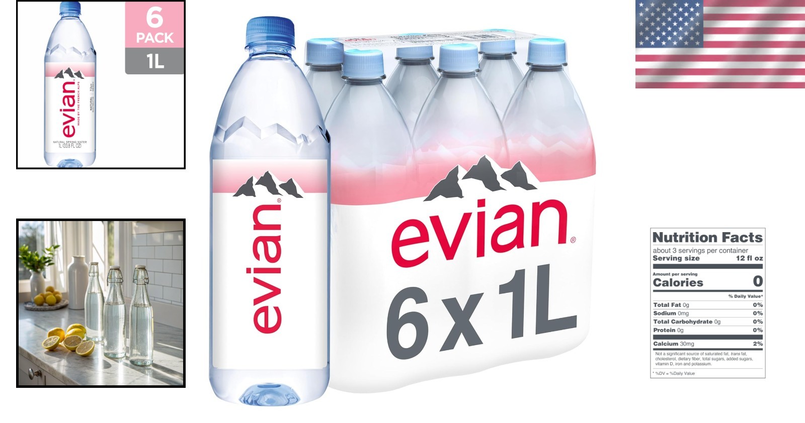 Refreshing 6-Pack of 1L Natural Spring Water Bottles – Pure Hydration Anytime
