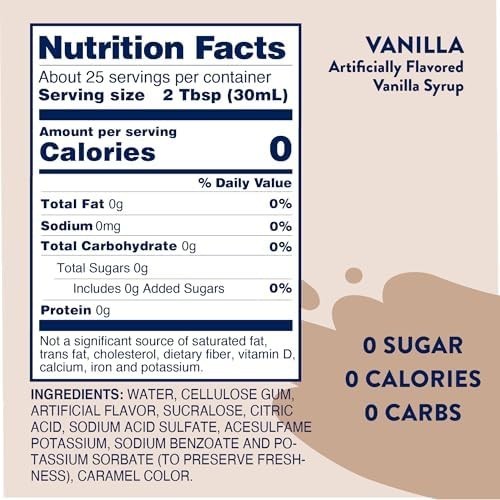 Jordan’s Skinny Syrups, Sugar Free Flavoring Syrup, Vanilla, 25.4 Fl Oz (2 Pack)