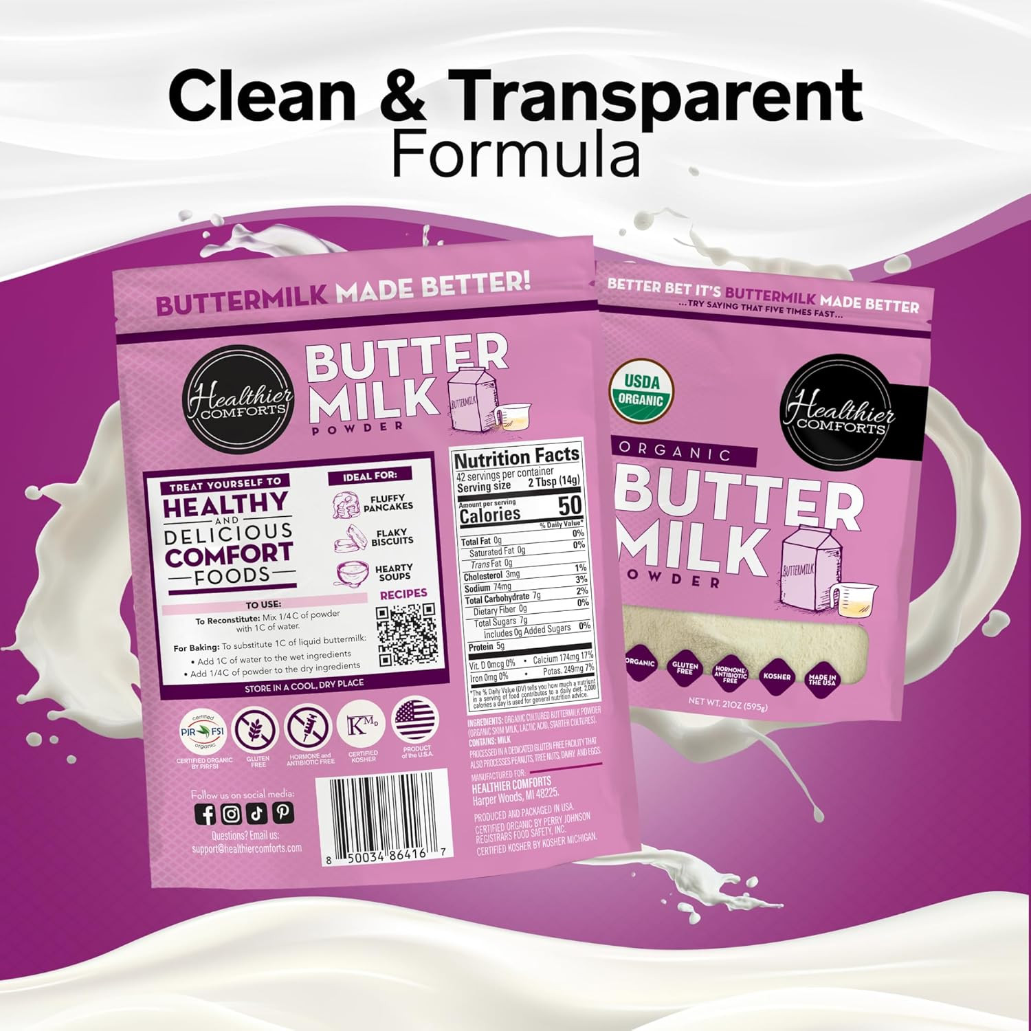 Organic Buttermilk Powder | USDA Certified, Kosher, Gluten Free, Non-Gmo | Ba…