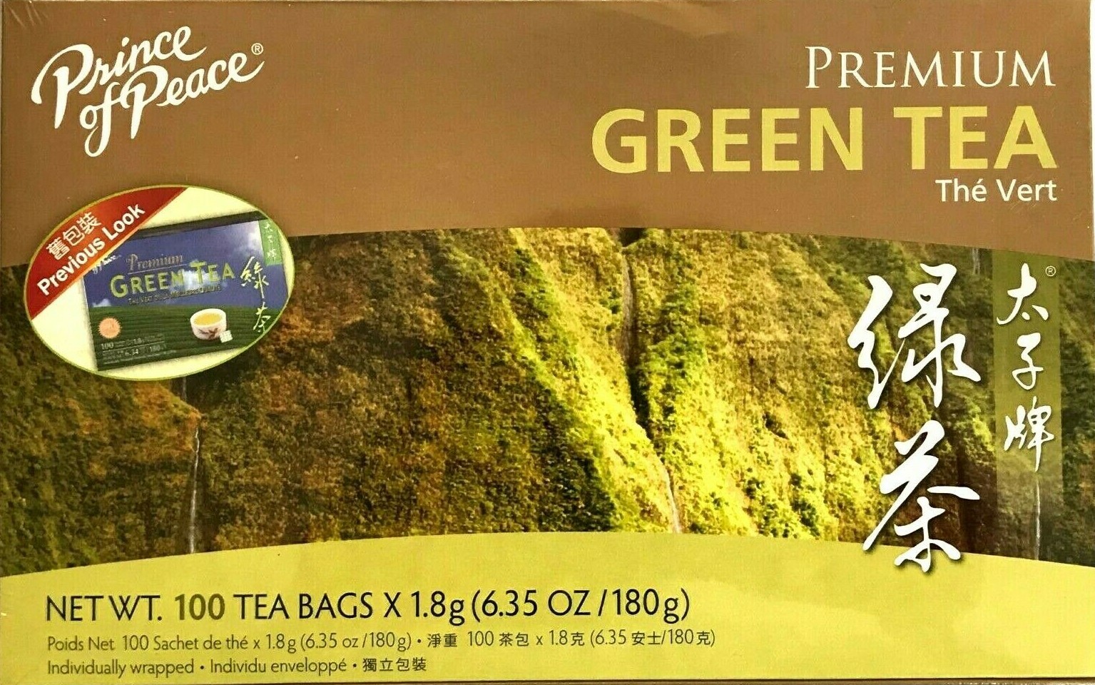 1 Box, Prince of Peace Premium Green Tea 6.35Oz/180g – 100 Tea Bags