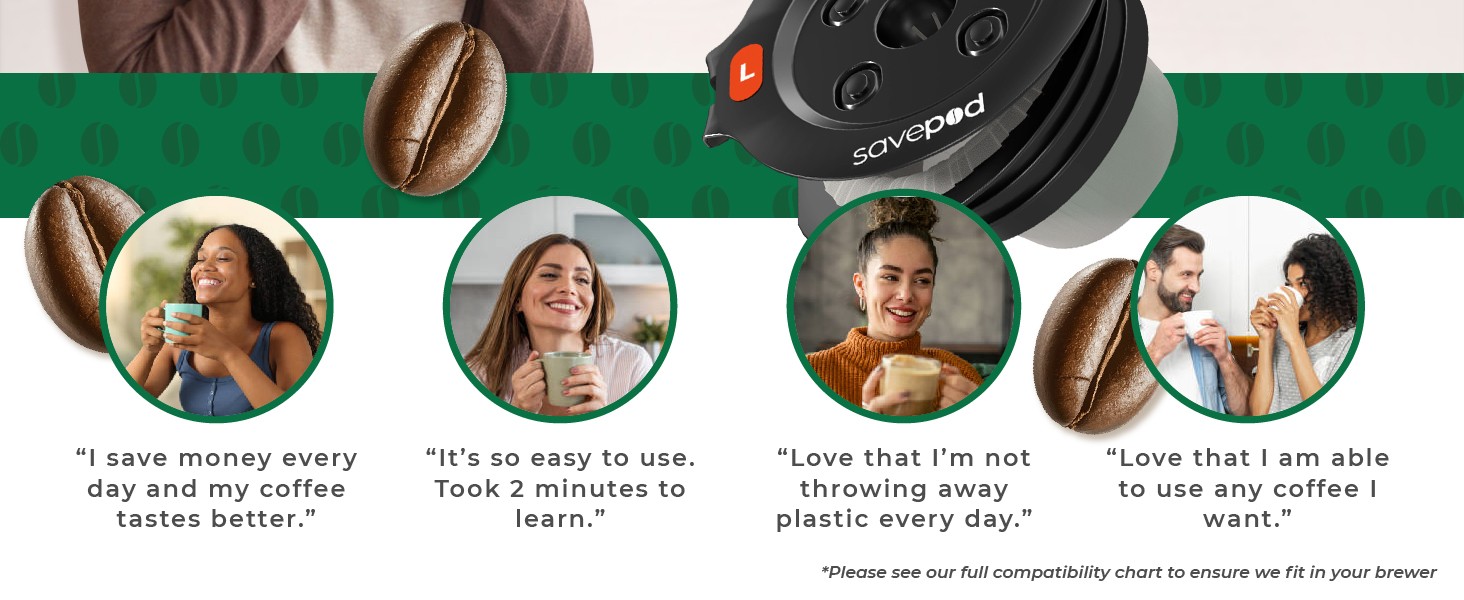 SavePod Universal Ring for Reusable Coffee Pods, 1 Pack, Black | Compatible with
