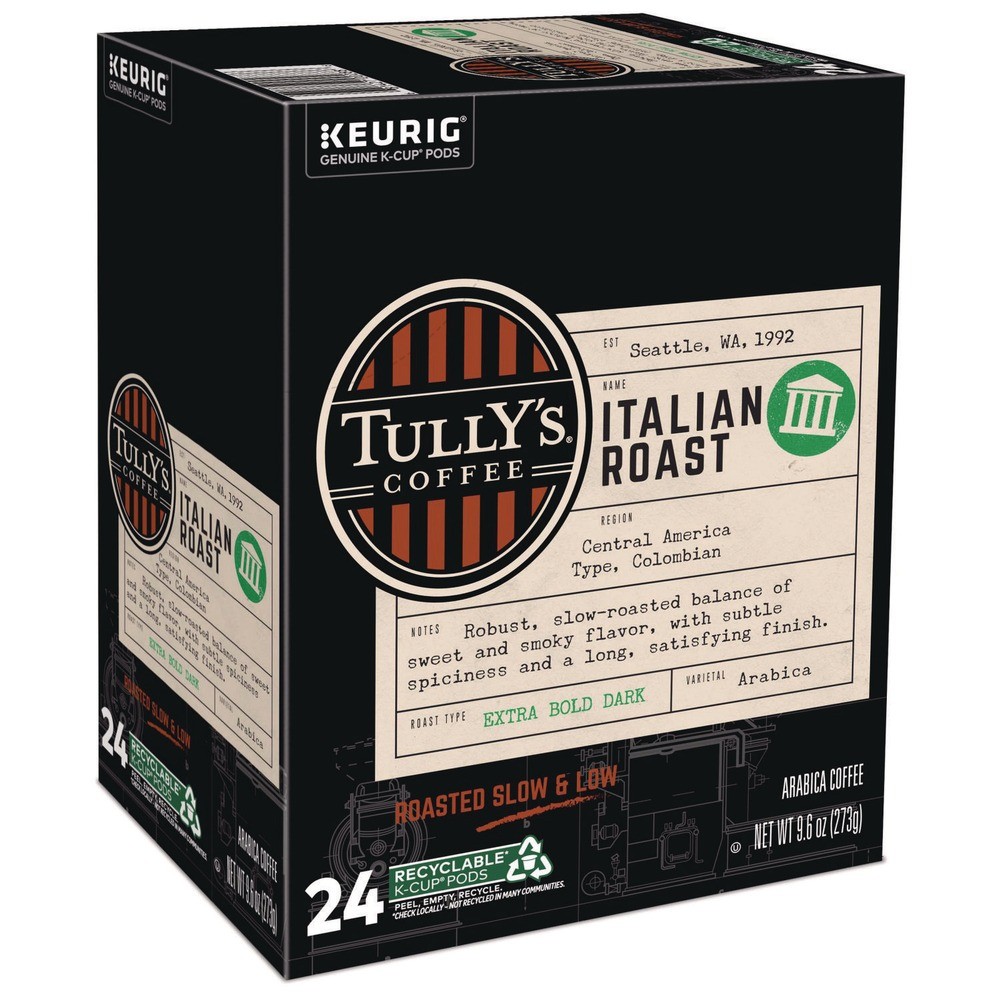 Tully’s Coffee 193019 Coffee K-Cups – Italian Roast (24/Box) New
