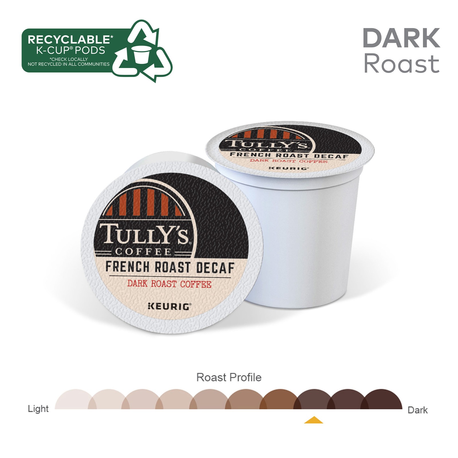 Tully’s Coffee French Roast Decaf, Keurig K-Cup Pod, Dark Roast, 48 Count