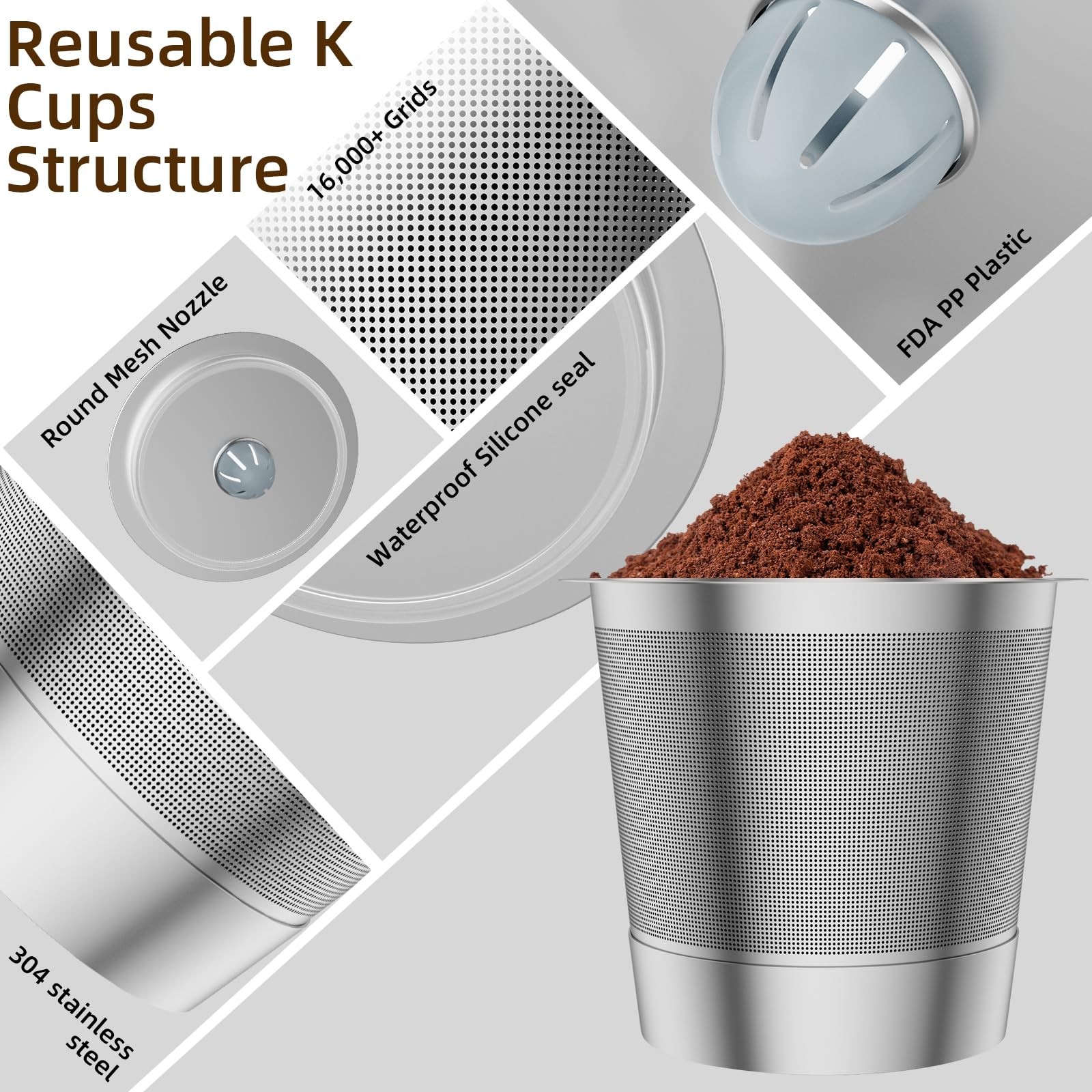 2 Pack Reusable K Cup Coffee Pods, Universal Stainless Steel 2
