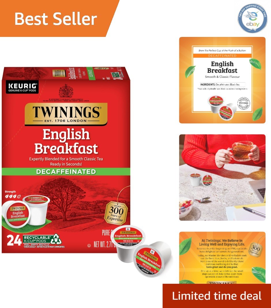 24 Pack Decaffeinated English Breakfast Tea K-Cups – Robust Taste, Anytime!