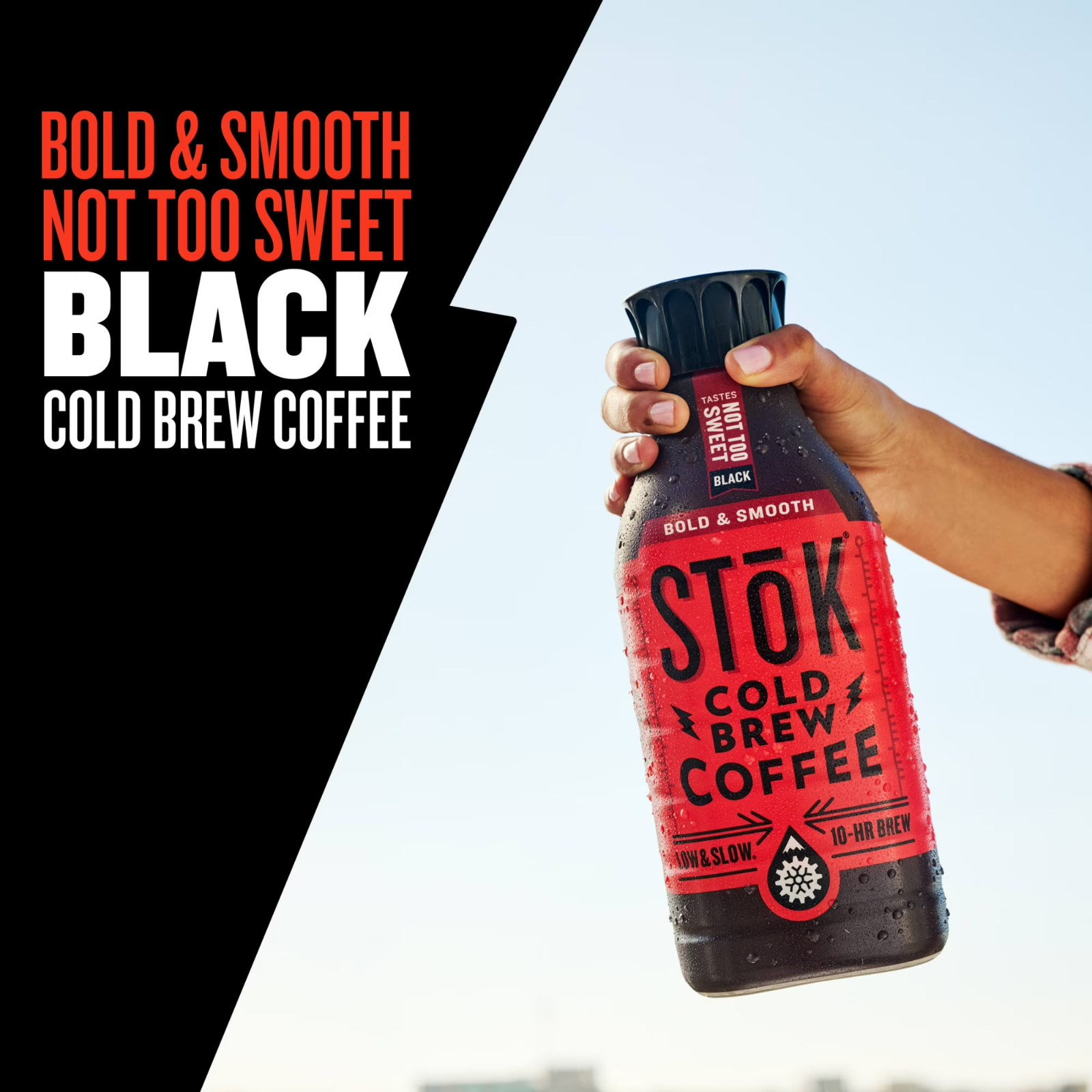 SToK Not Too Sweet Medium Roast Black Ready to Drink Cold Brew Coffee Bottle, 48