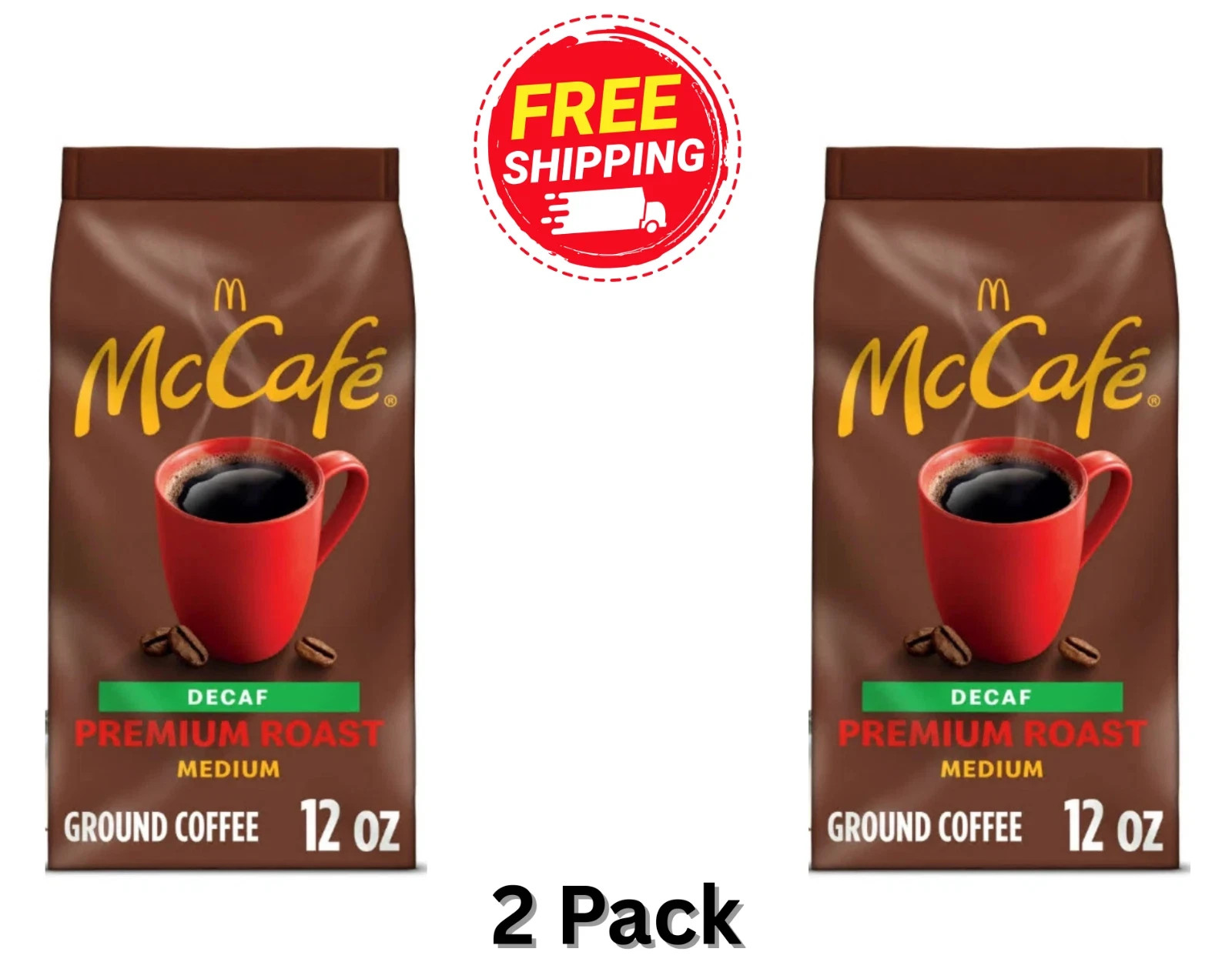 2 Pack – McCafe Premium Roast Decaf, Medium Roast, Ground Coffee, 12 oz