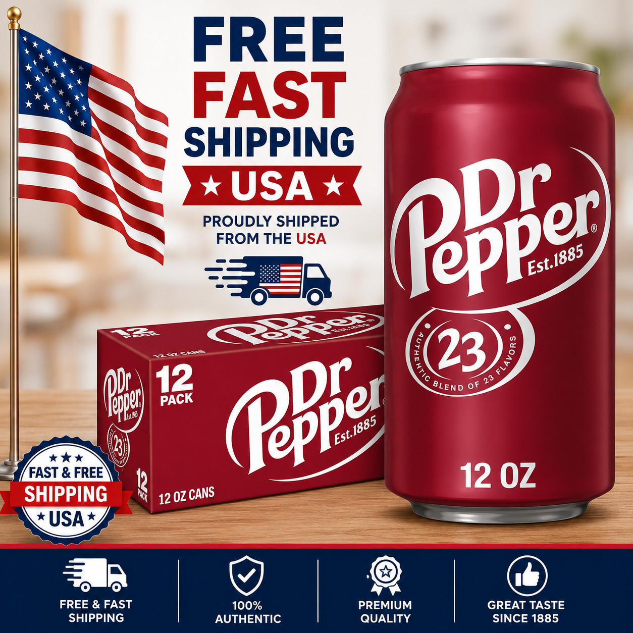 Dr Pepper Soda Pop, 12 fl oz, 12 Pack Cans – Free Shipping