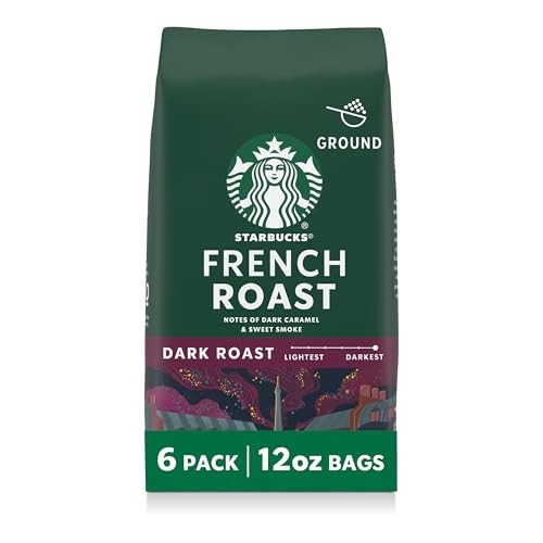 French Roast Dark Ground Coffee 6 Bags 12oz Hot or Iced Arabica