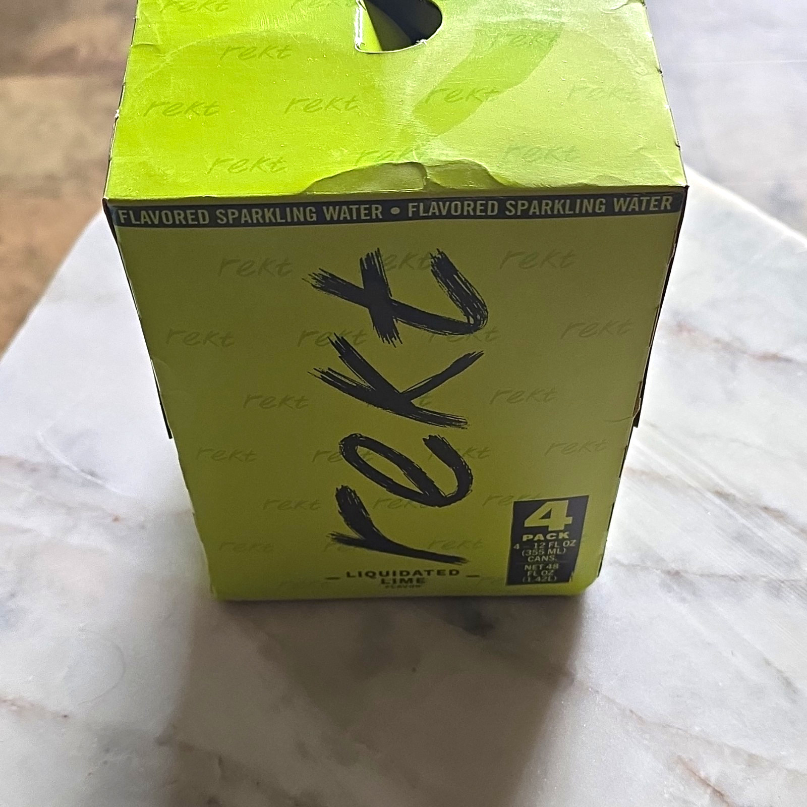rekt Liquidated Lime Sparkling Water, Lime Flavor, 4 Pack 355 mL Cans