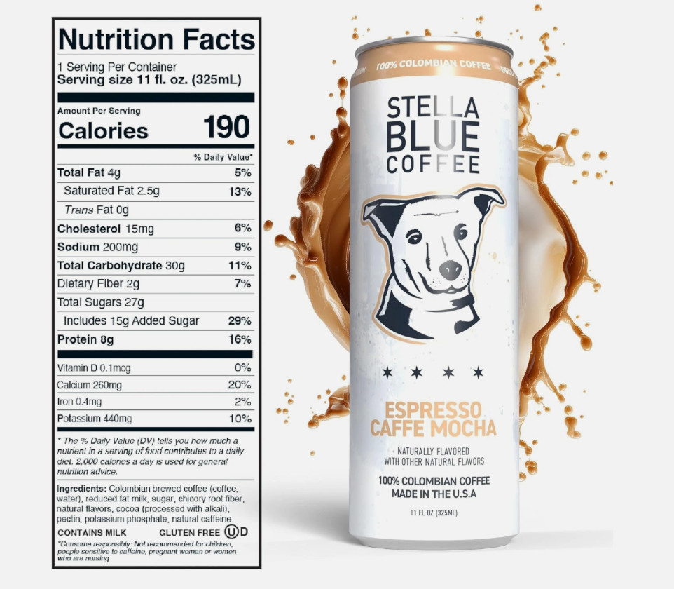 Espresso Caffe Mocha 12 Cans, Ready-To-Drink Coffee Energy Beverage, 11 FL OZ