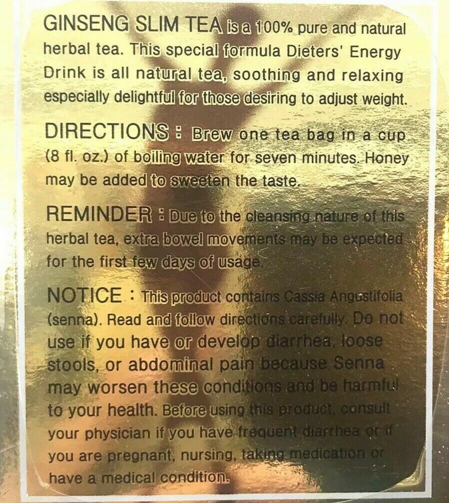 Diet Ginseng Slim Tea for Weight Loss,Extra Strength,3gX18bags 1.90 Oz Pack Of 2