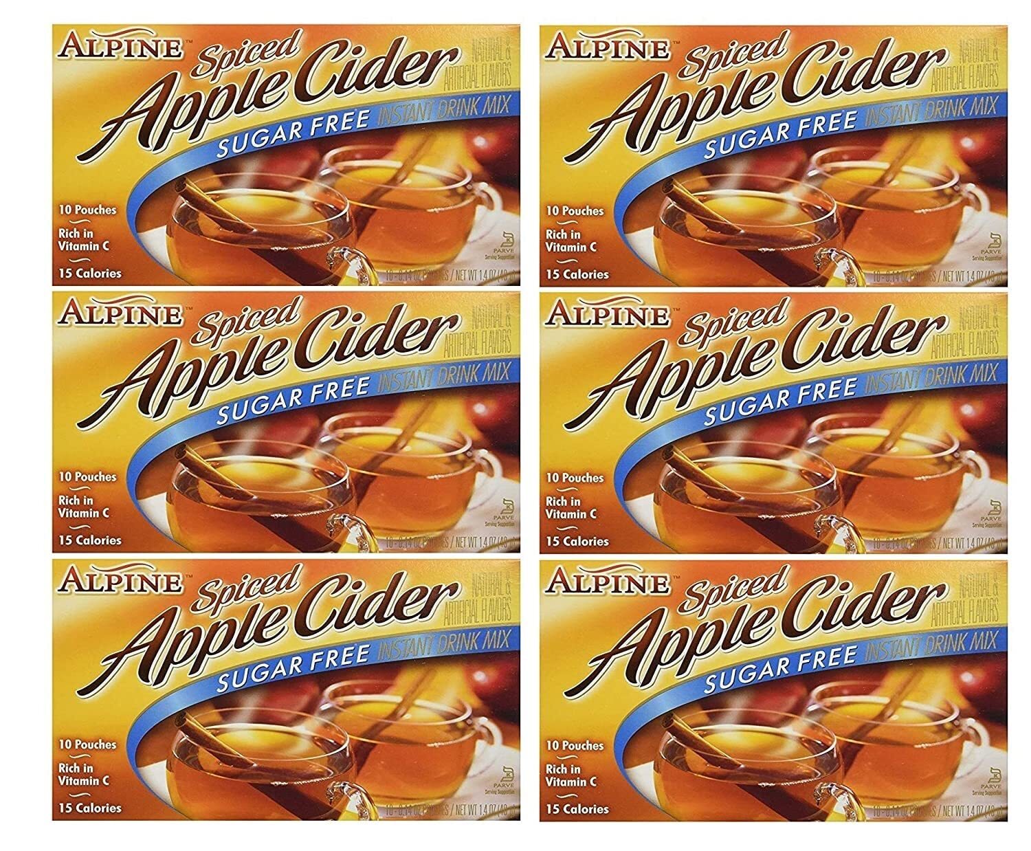 120 Alpine Spiced Cider Sugar-free Apple Flavor Drink Mix, 12 Packs of 10 Each