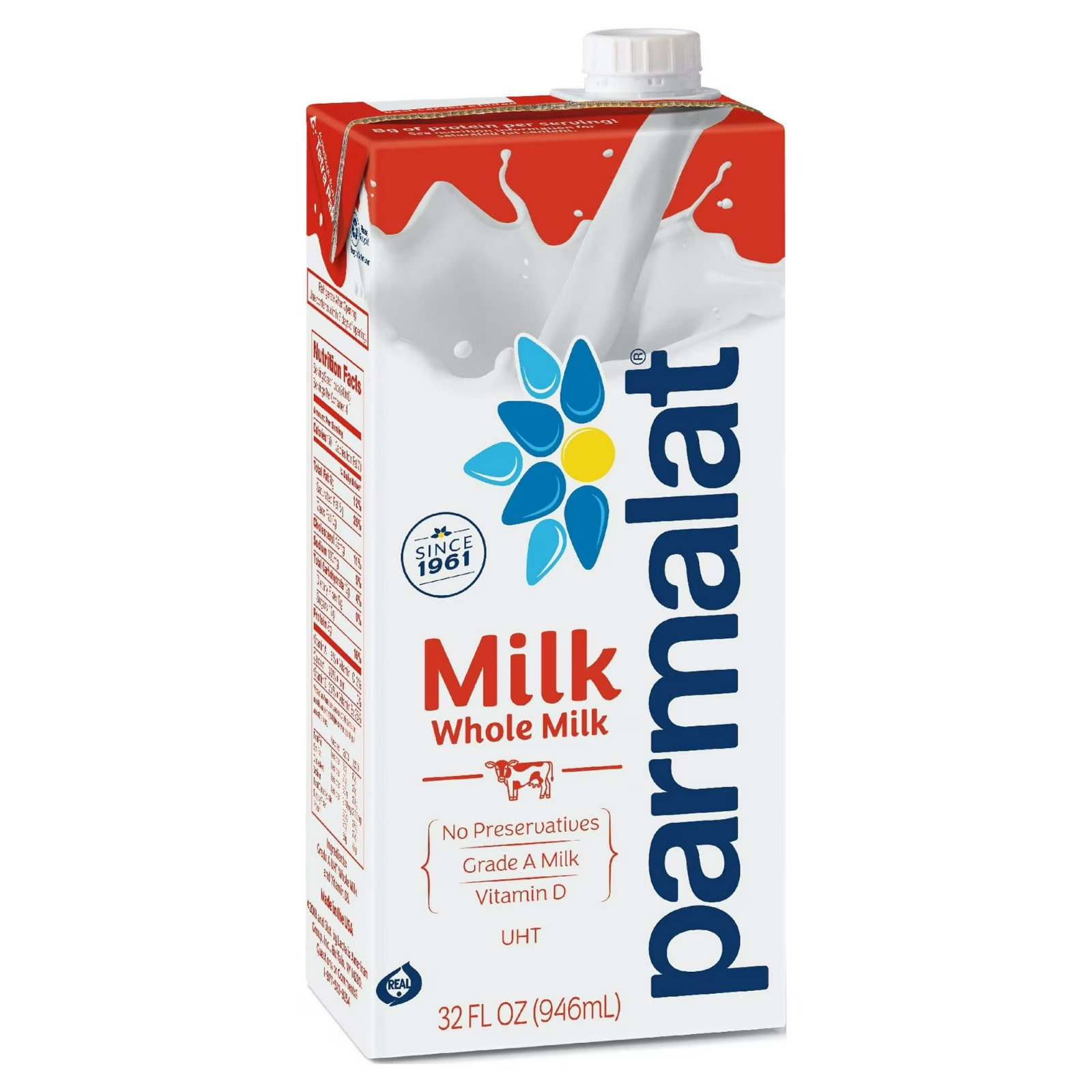 (4 pack) Parmalat Shelf Stable UHT Whole Milk 1 Qt