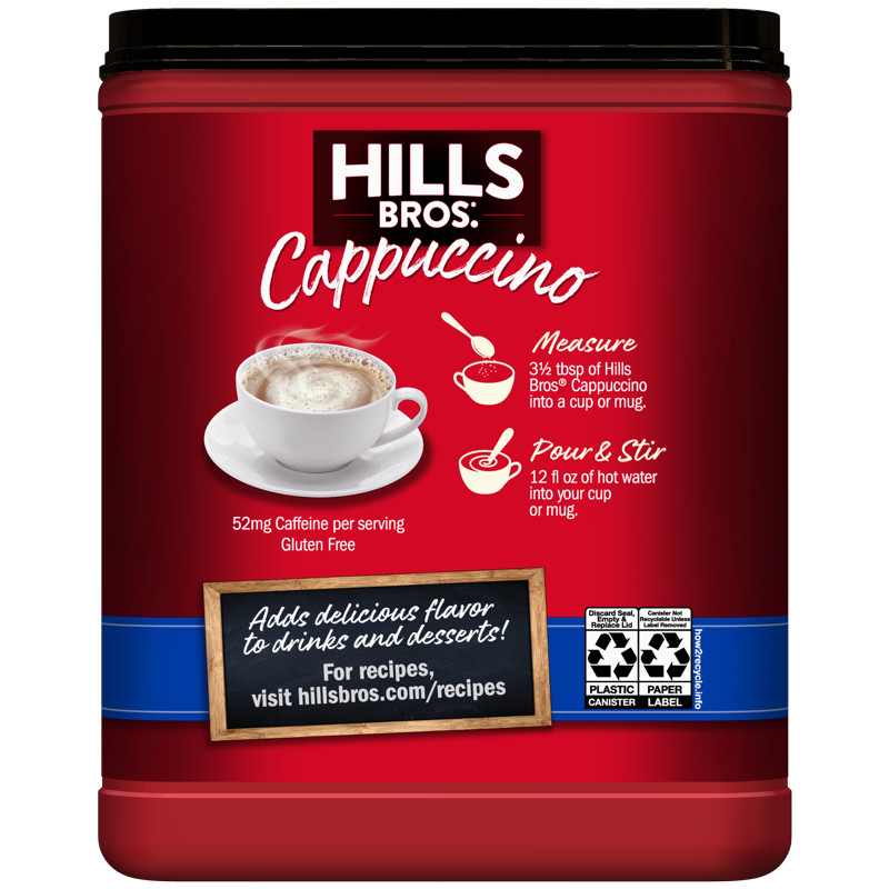 Hills Bros. French Vanilla Cappuccino Instant Coffee Mix, 16 Ounce Canister