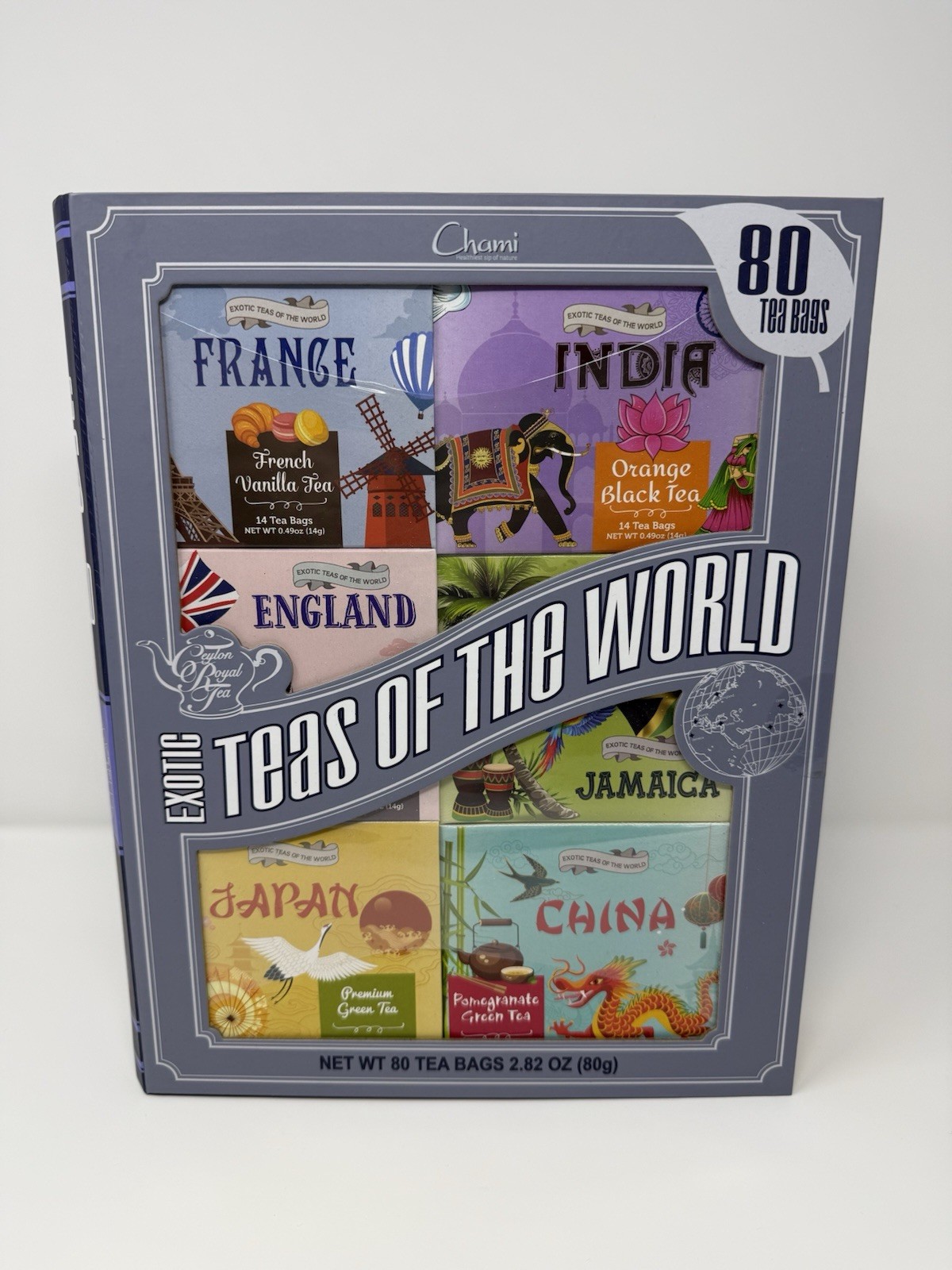 Exotic Teas of The World Gift Set 80 Tea Bags 8 Flavors India Jamaica France