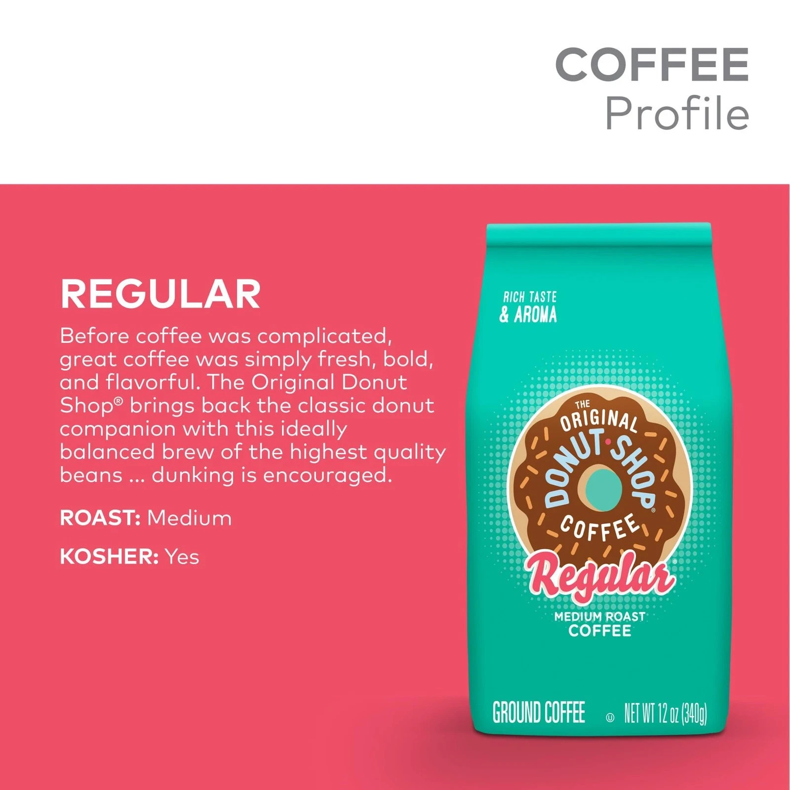 The Original Donut Shop Coffee, Regular, Medium Roast, 12 Ounce (Pack of 1)