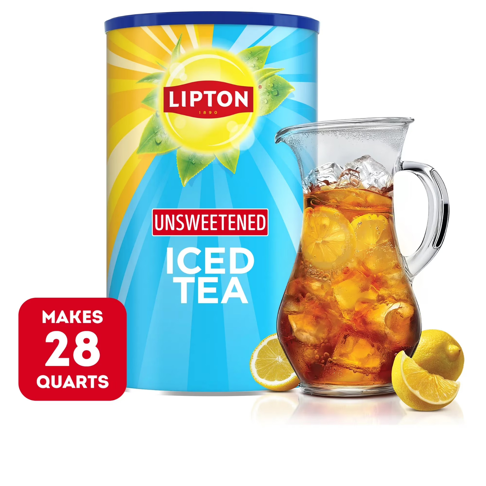 Lipton Unsweetened Black Tea Iced Tea Mix, 28 Quarts (Pack of 1) FREE FAST SHIP