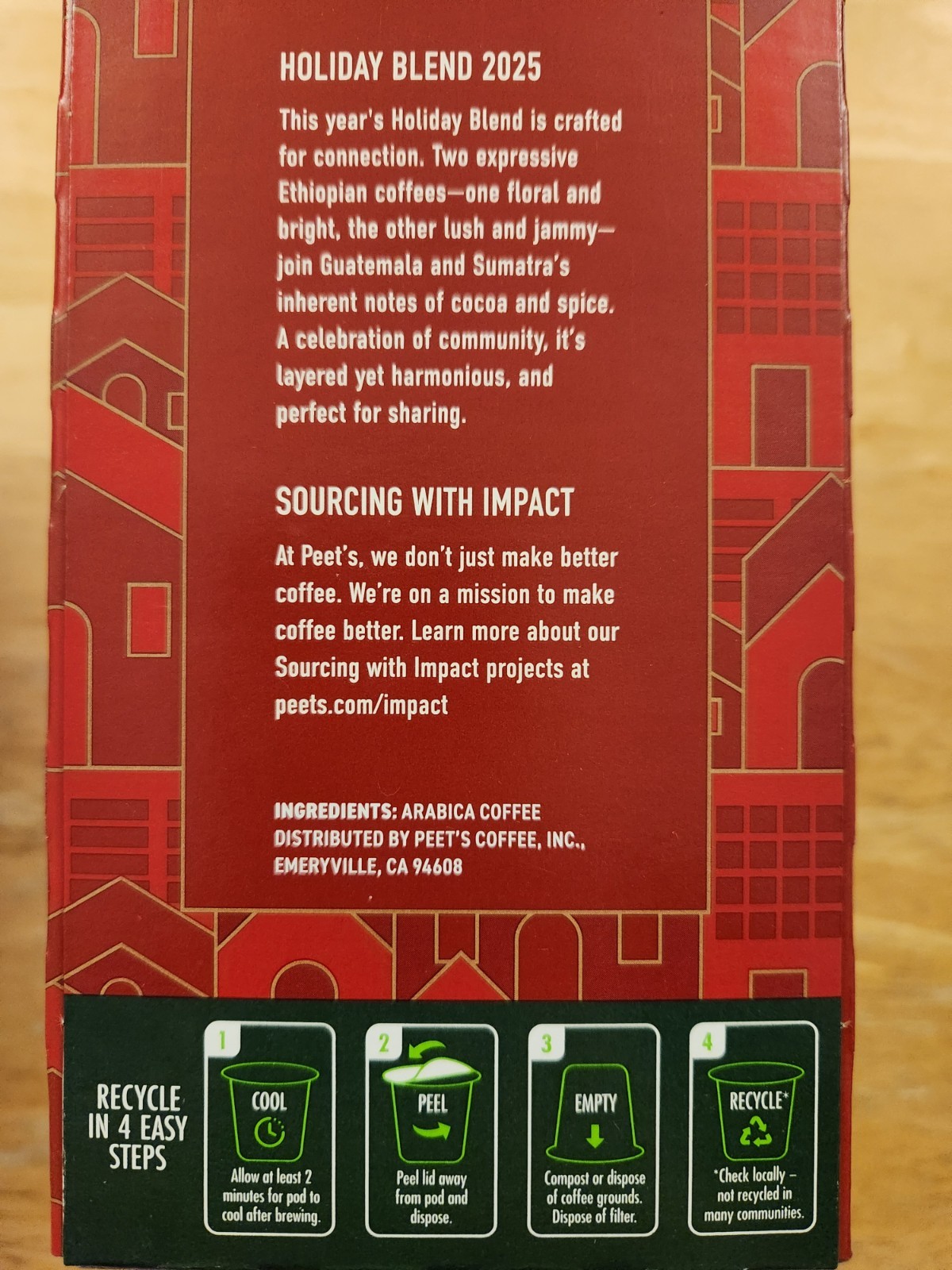 Lot Of 44 Peet’s 2025 Holiday Blend Dark Roast Ground Coffee K-Cups Peets 8/7/26