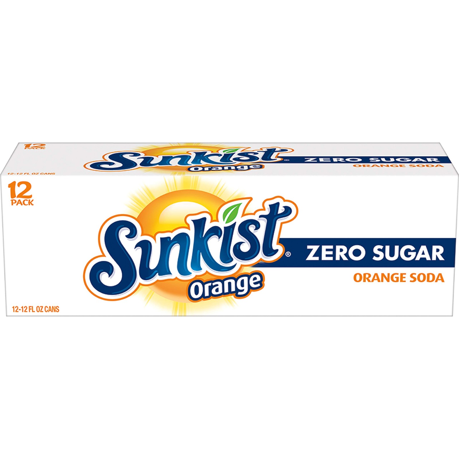Sunkist Zero Sugar Orange Soda 12 Pack Caffeinated Bold Flavor 12Oz Cans