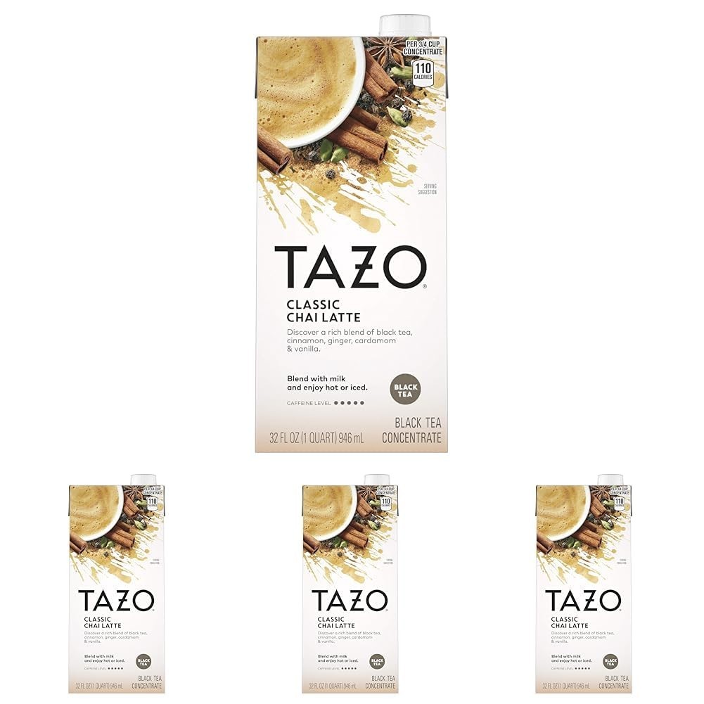 Tazo Concentrate Chai Latte black tea/cinnamon/ginger/cardamom/Vanilla (4X32Oz)