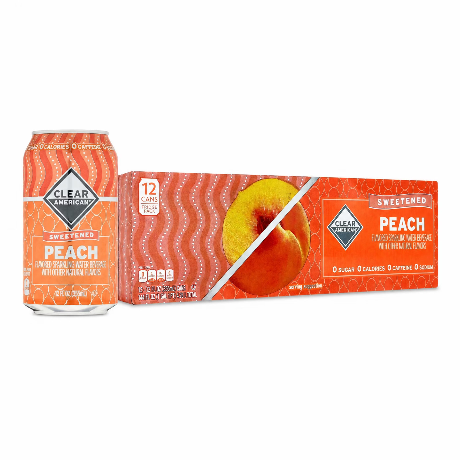 Clear American Golden Peach Water Sparkling Water (12 Fl Oz 12 Pack)