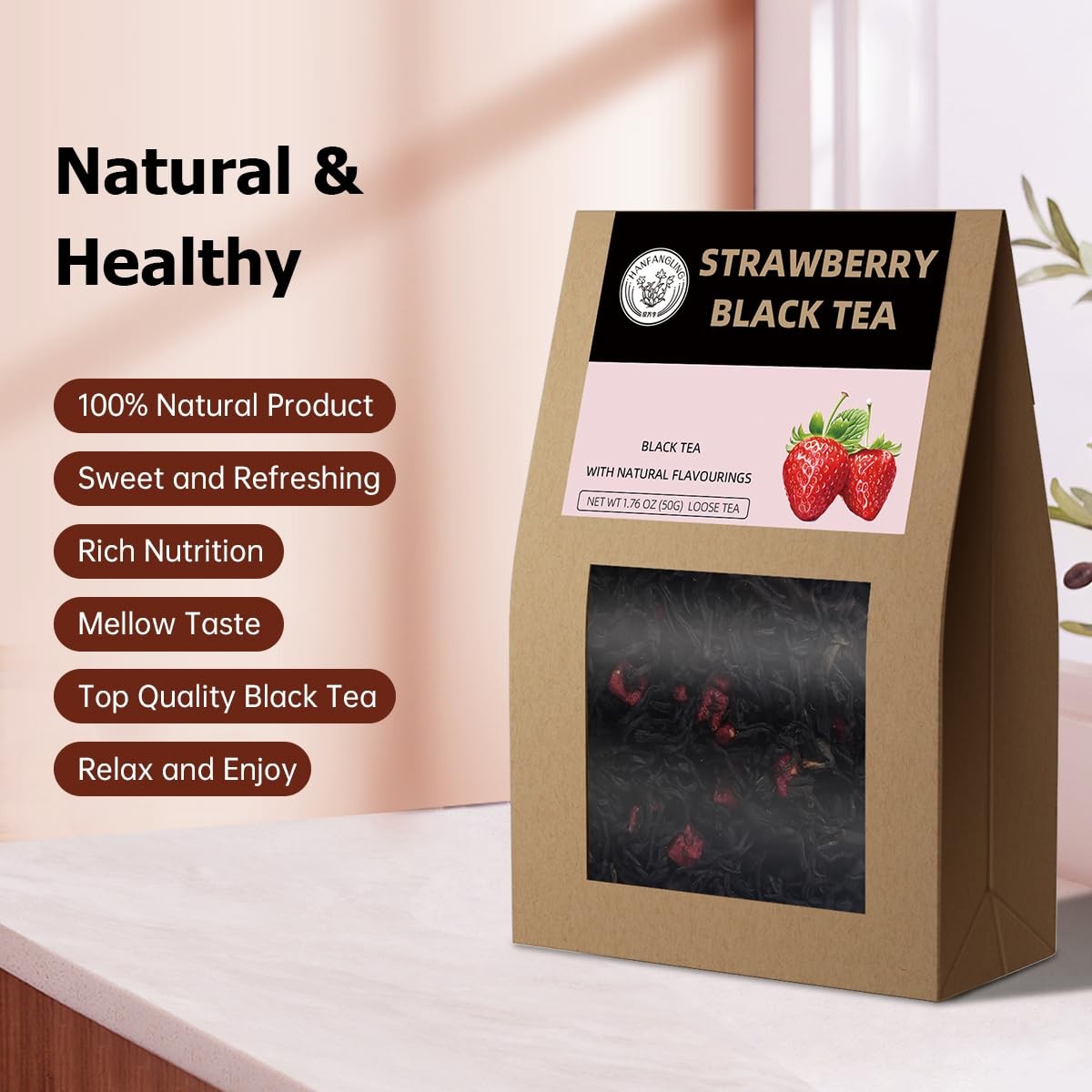 Strawberry Black Tea 100% Natural Loose Leaf Fruit Blend Aroma Beverage