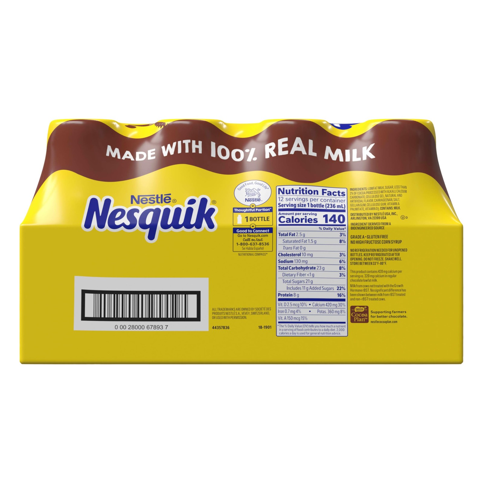 Nesquik Chocolate Lowfat Milk Ready to Drink 12 Pack of 8 Fl Oz (Pack 12)