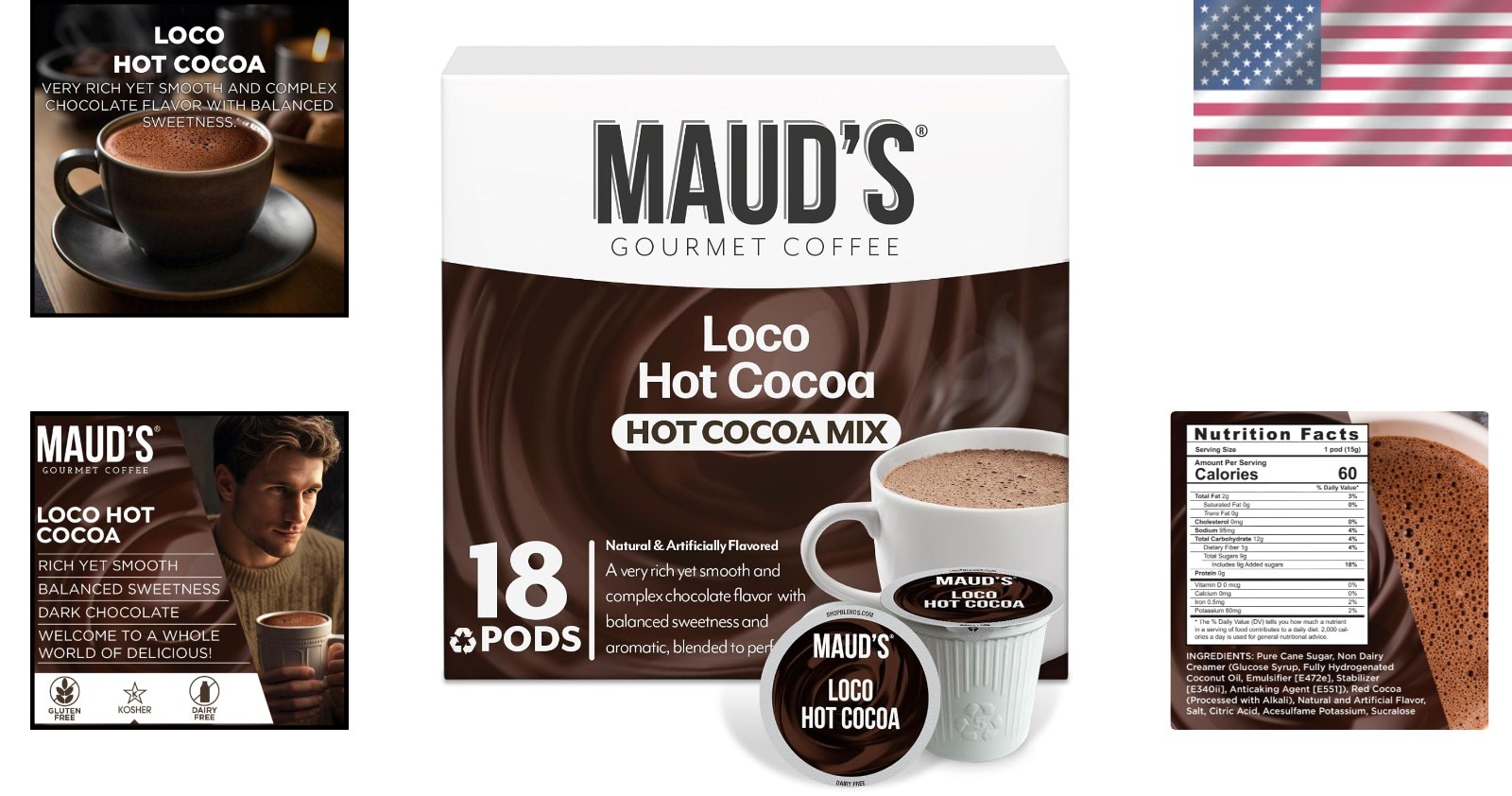 18 ct Dairy-Free Dark Hot Chocolate Pods | Luxurious Single Serve Cocoa Delight