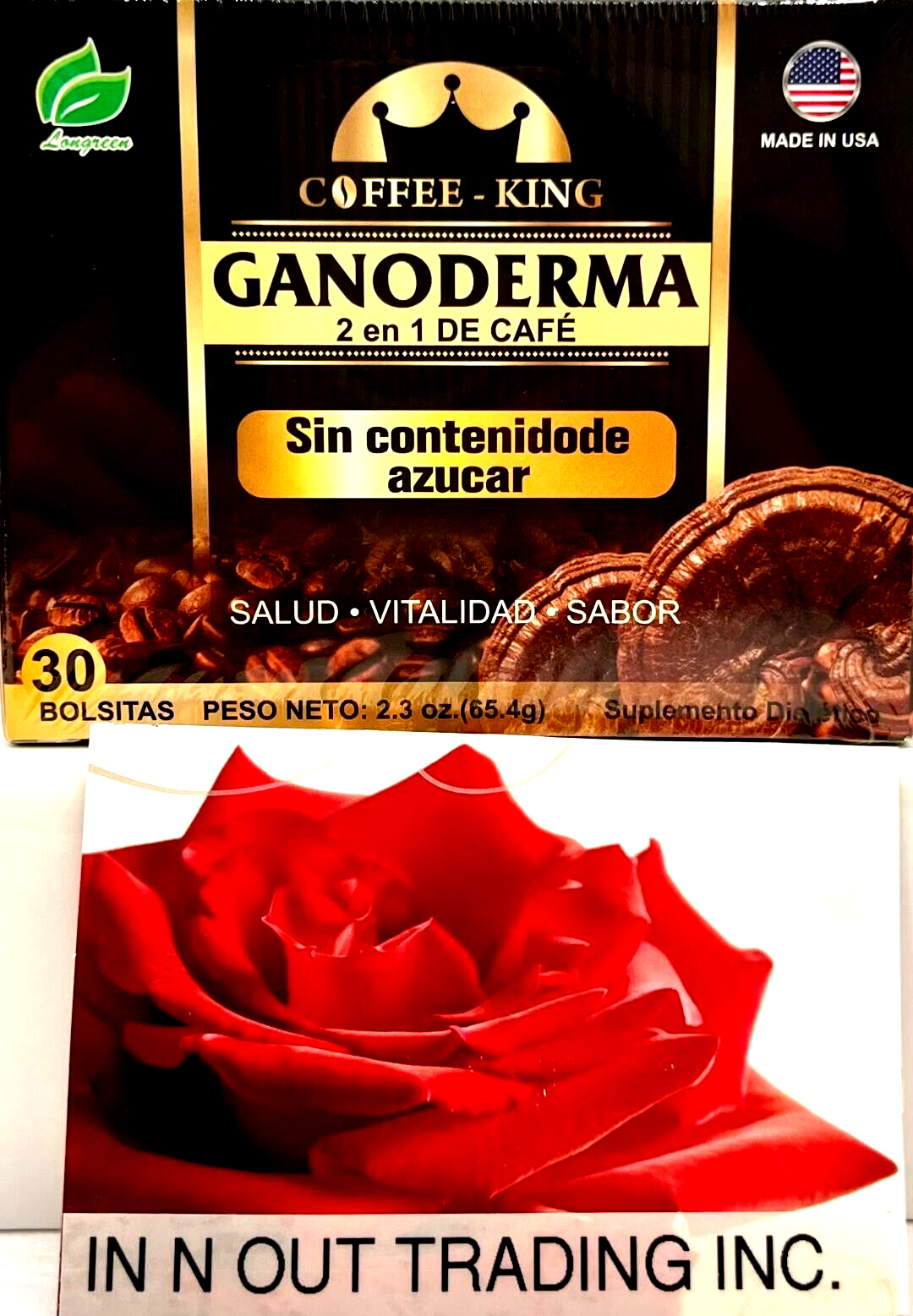 Longreen Coffee King 2-In-1 Ganoderma+ Mushrooms+ Reishi 30 Sachets~ Made In USA