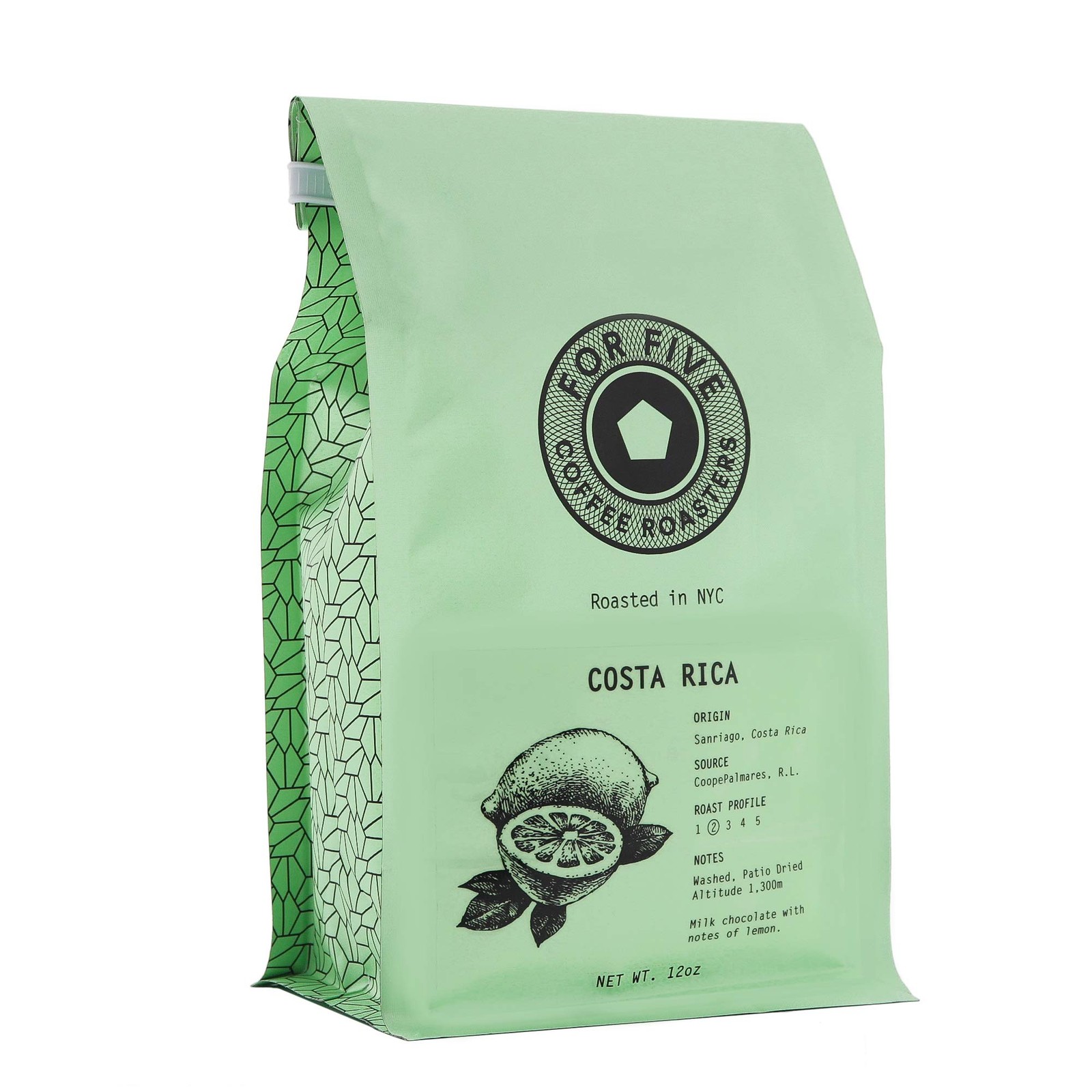For Five Coffee Roasters – Roasted In NYC – Costa Rica Whole Bean 12 oz