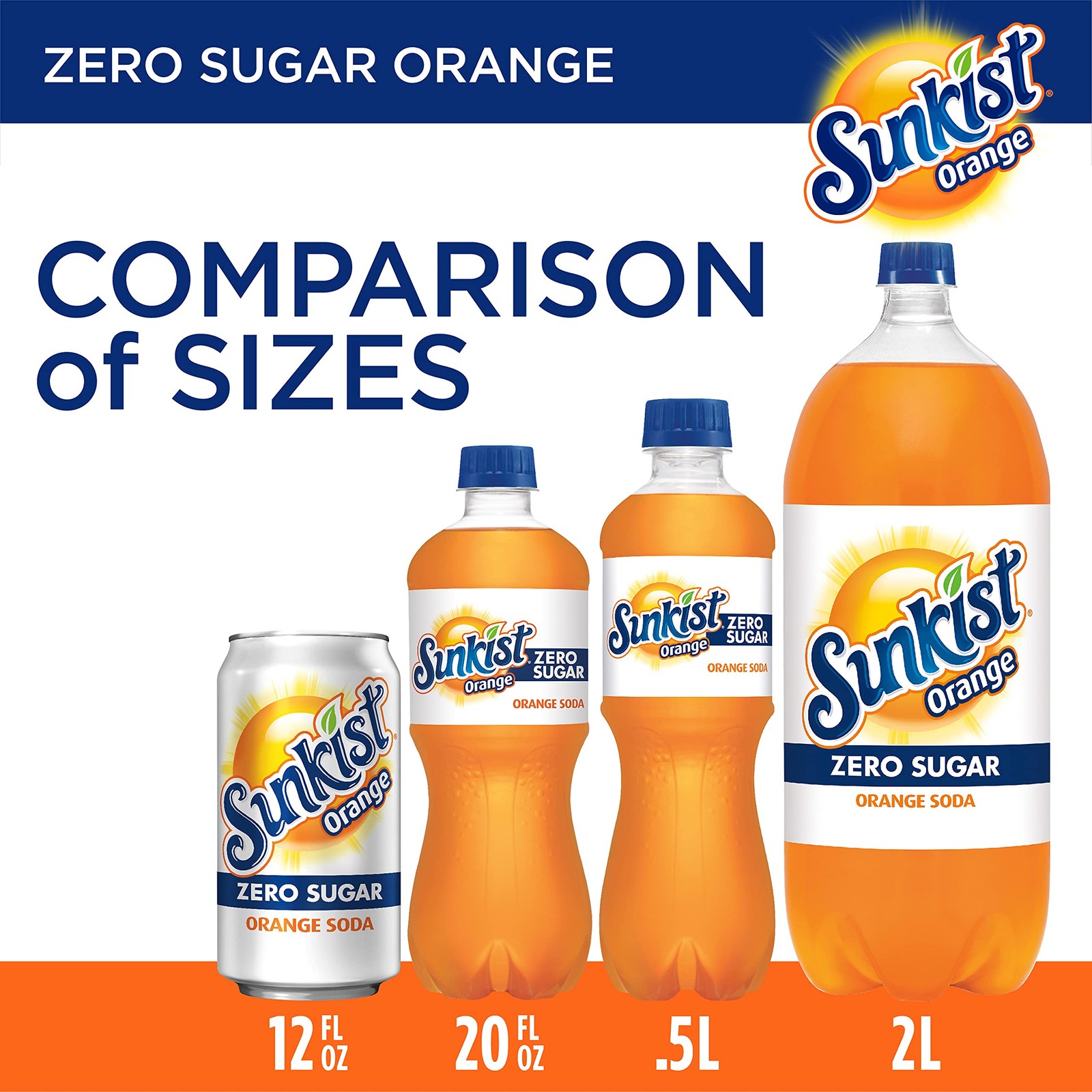 Sunkist Zero Sugar Orange Soda 12 Pack Caffeinated Bold Flavor 12Oz Cans