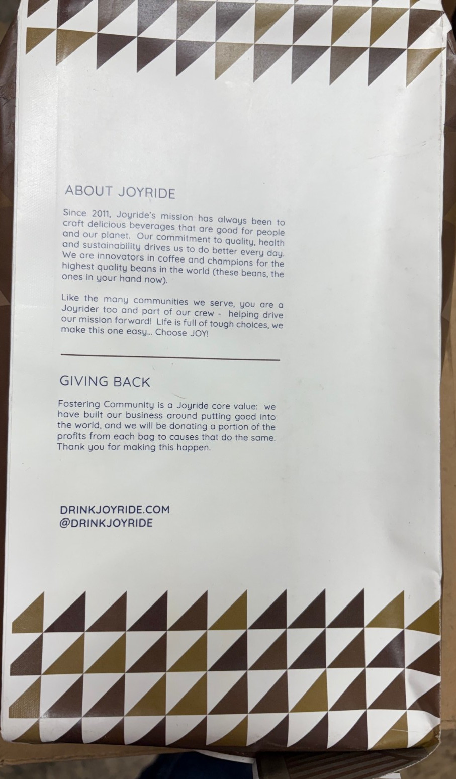 JoyRide Espresso Whole Bean Coffee 5lbs BB 4/31/2026 Bold Dark Roast java