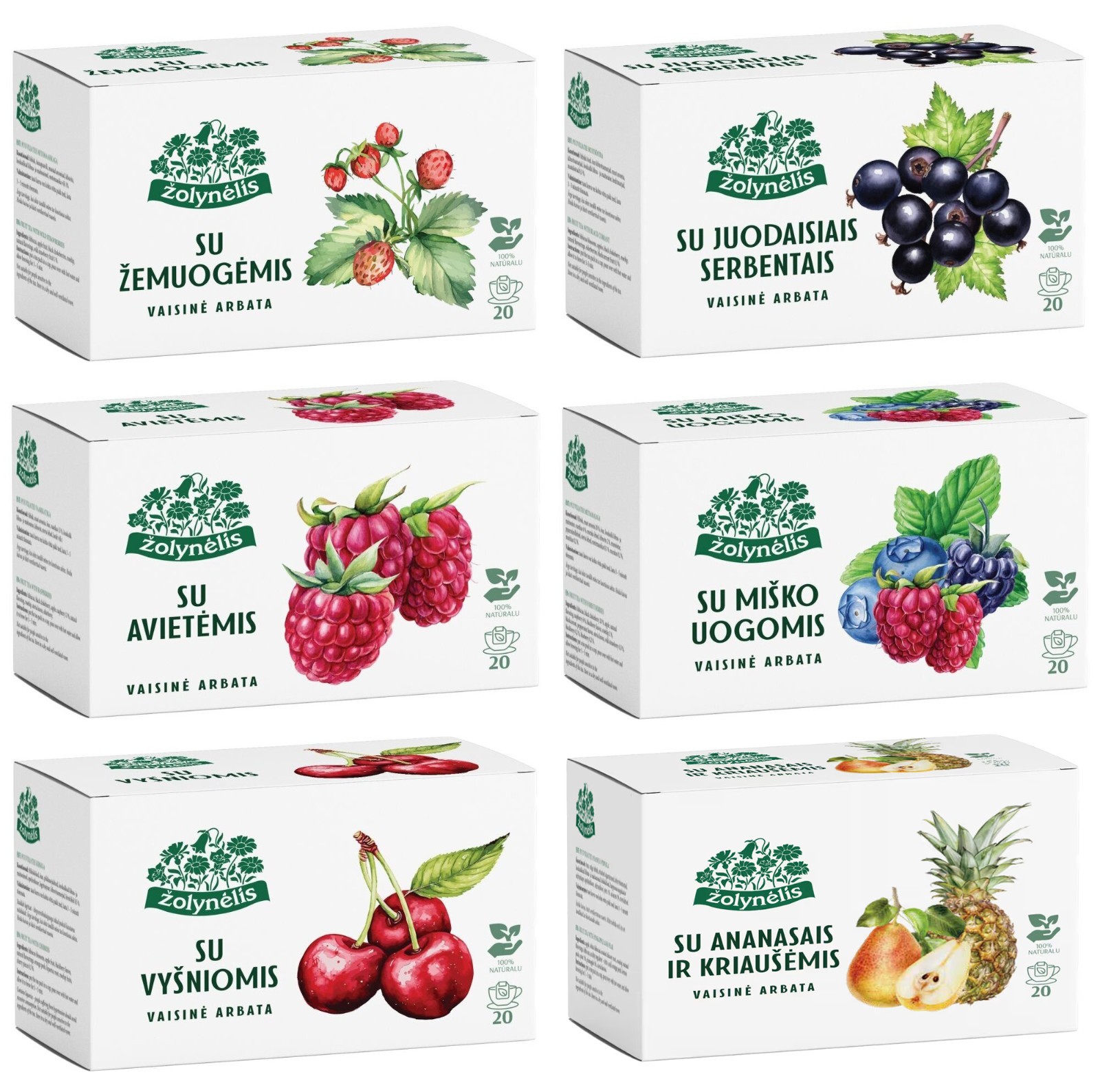 ZOLYNELIS NATURAL FRUIT TEA 6 Flavors Bundle (120 servings total) 6 Boxes x 50g