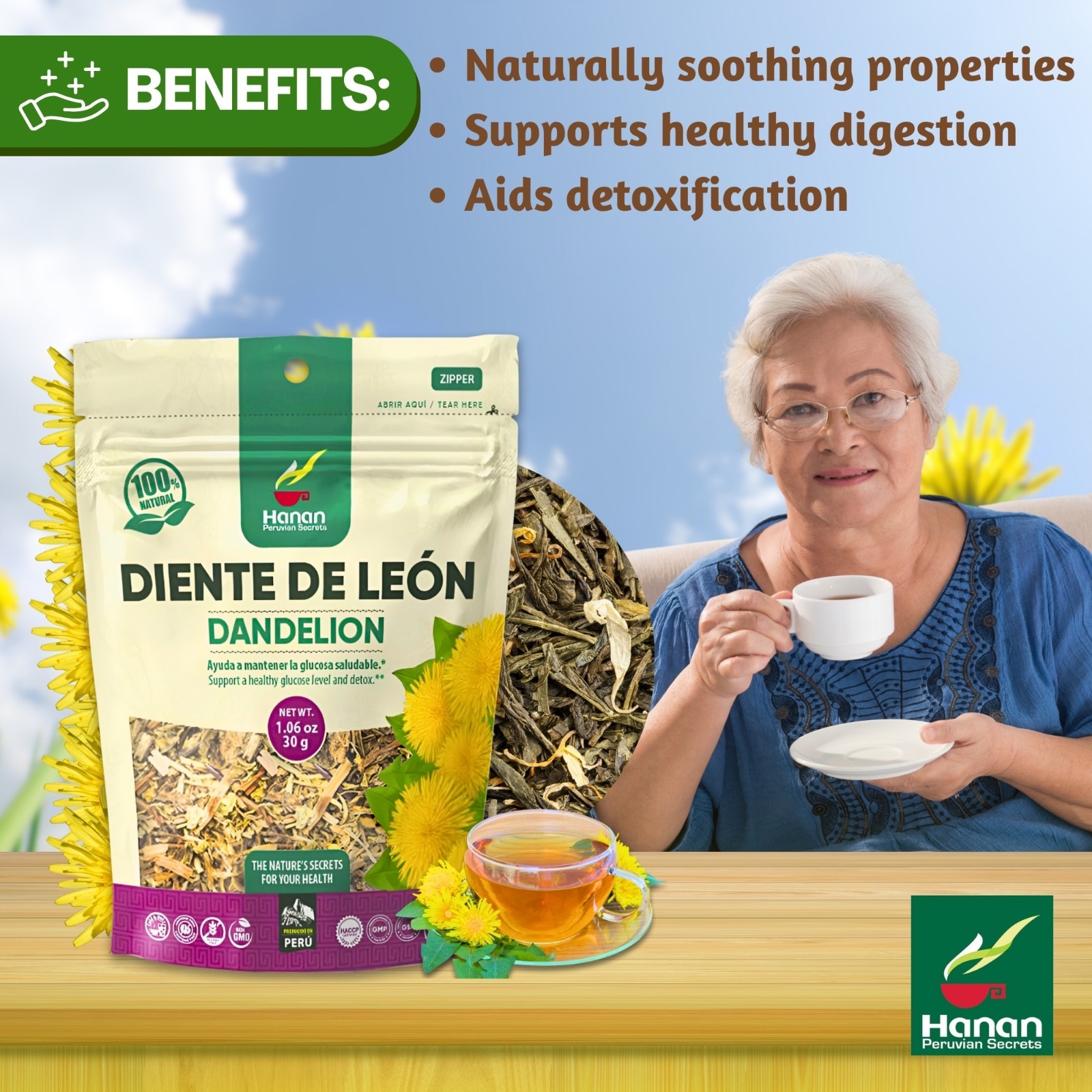 Diente de Leon 30g Dandelion 1.3oz Loose Herbal Tea from Peru