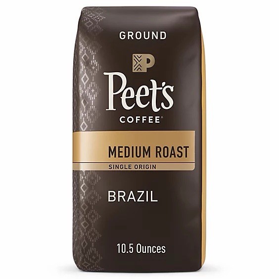 Peet’s Coffee Brazil Ground Medium Roast, Case of 6 10.5 Ounce Bags Exp AUG/2026