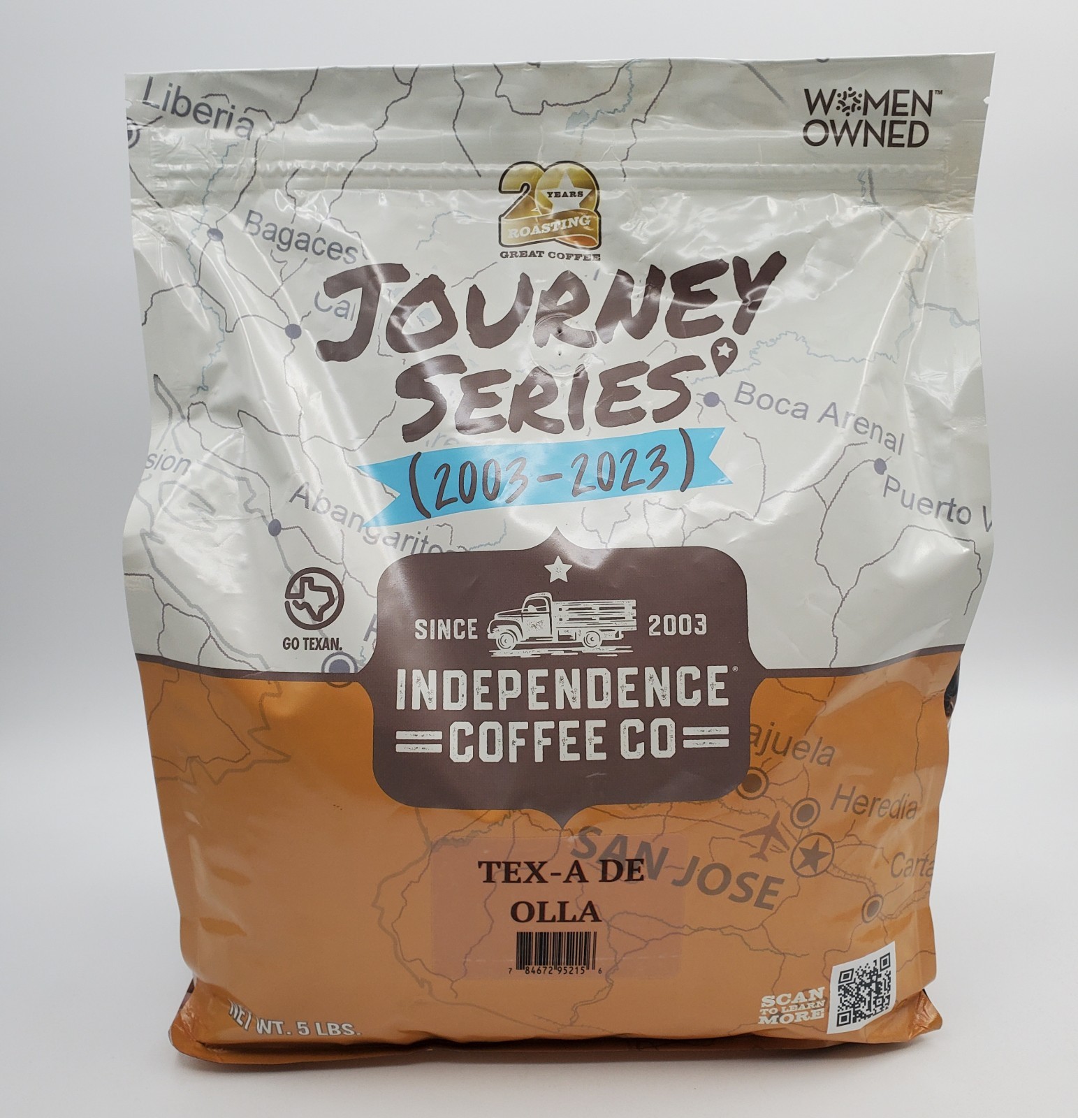 Independence Tex A De Olla Whole Bean Coffee 5lb Brown Sugar Cinnamon BB 5/26