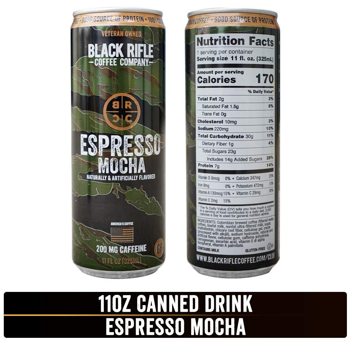 Black Rifle Coffee – Ready to Drink, Espresso Mocha, 11 Fl Oz Cans (Pack of 24)