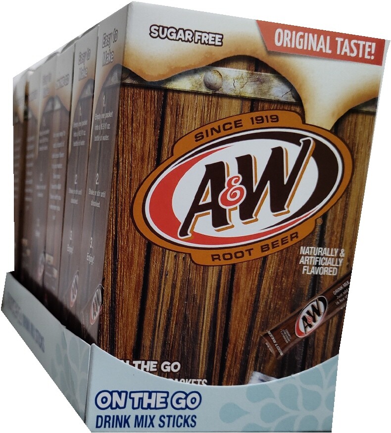 A&W Root Beer Drink Mix Singles to Go! 6 Boxes, 6 Packets Each