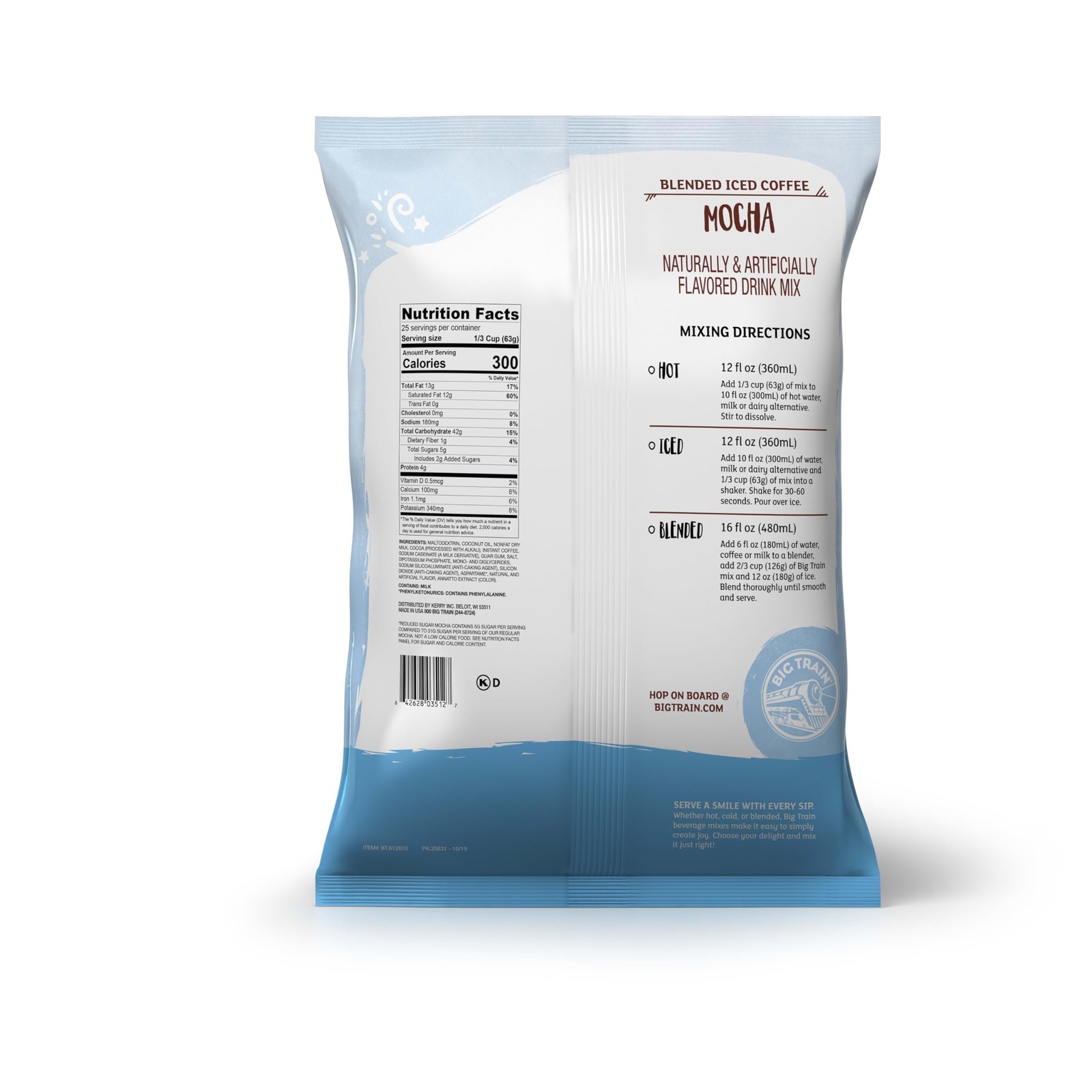 Reduced Sugar Mocha Blended Ice Coffee Beverage Mix, 3.5 Pound Pack of 1
