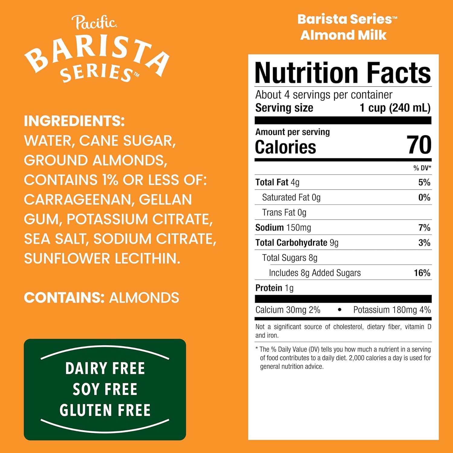 Pacific Foods Barista Series Almond Milk 32 oz Carton Plant Based Non Dairy