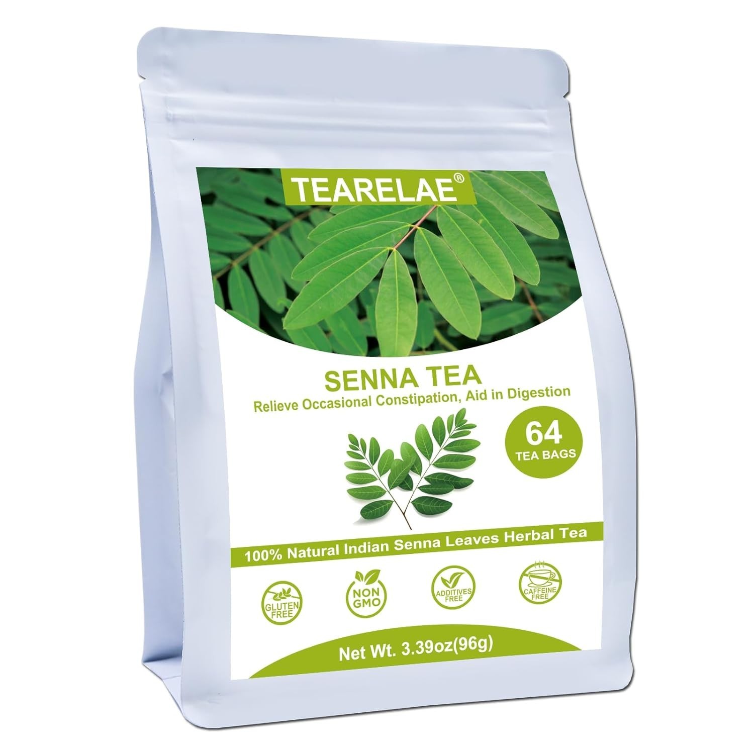 Non-GMO Indian Senna Tea – 1.5g x 64 Bags for Digestive Health