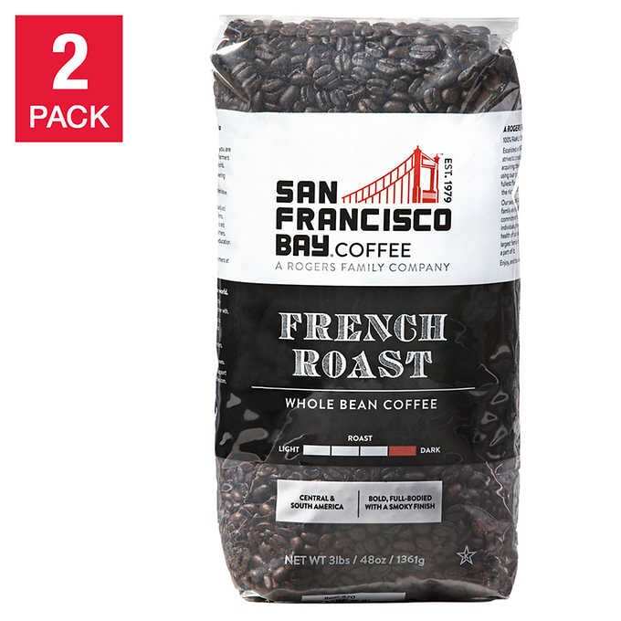 San Francisco French Roast Whole Bean Coffee 3 Lb, 2-Pack Dark Roast