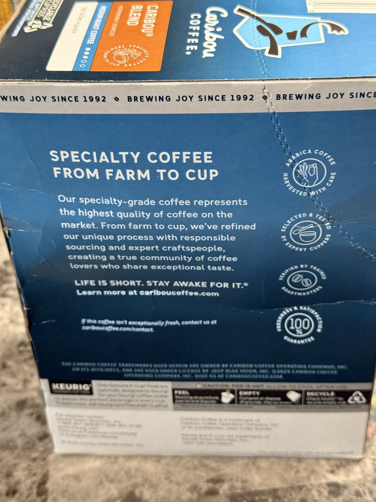 Caribou Coffee Caribou Blend K-Cup Pods Medium Roast 24 Count Keurig Recyclable