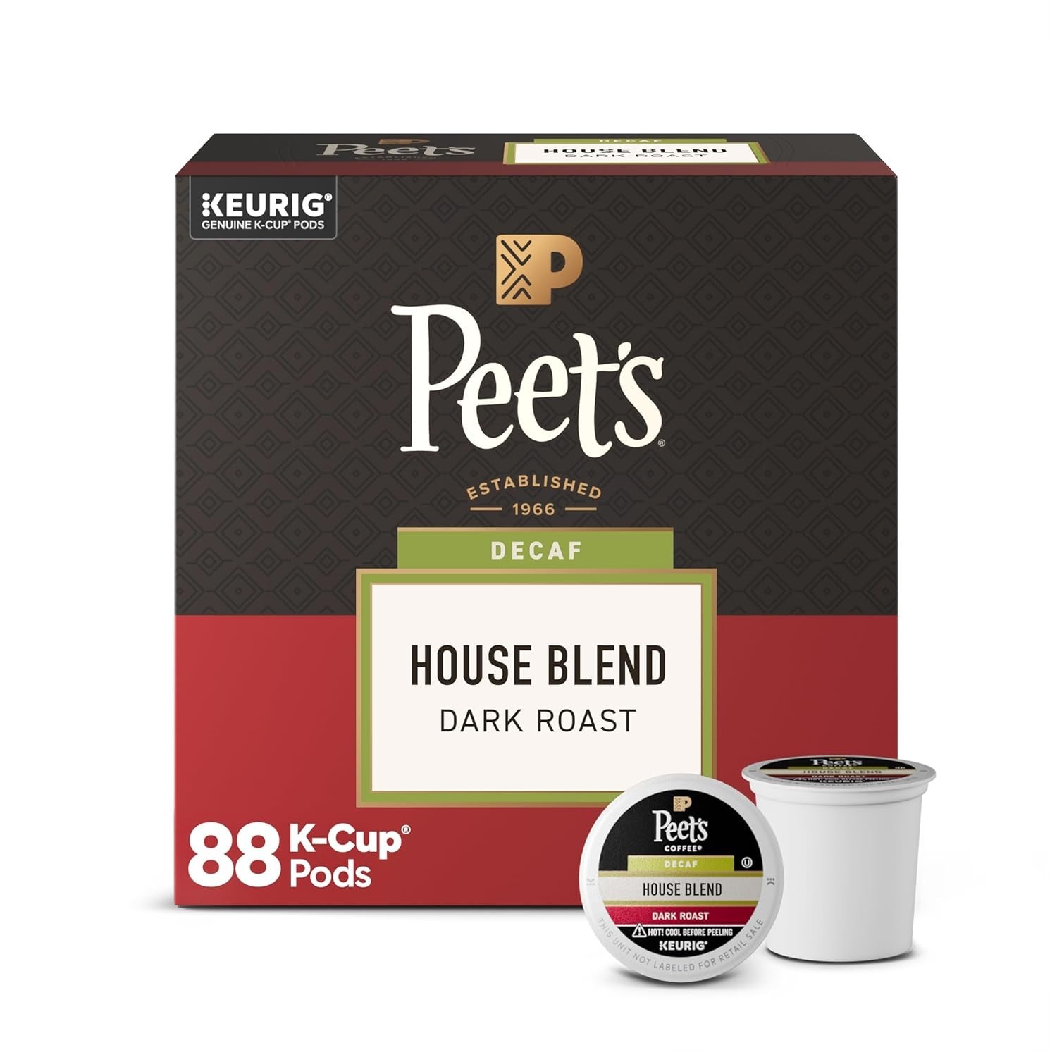Peet’s Coffee Decaf House Blend Coffee 22 to 132 Keurig K cups Pick Any Size