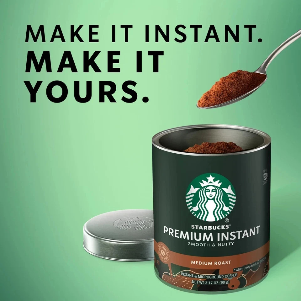 (2 Pack) Starbucks Premium Medium Roast Instant Coffee 3.17 Oz 100% Arabica Rich