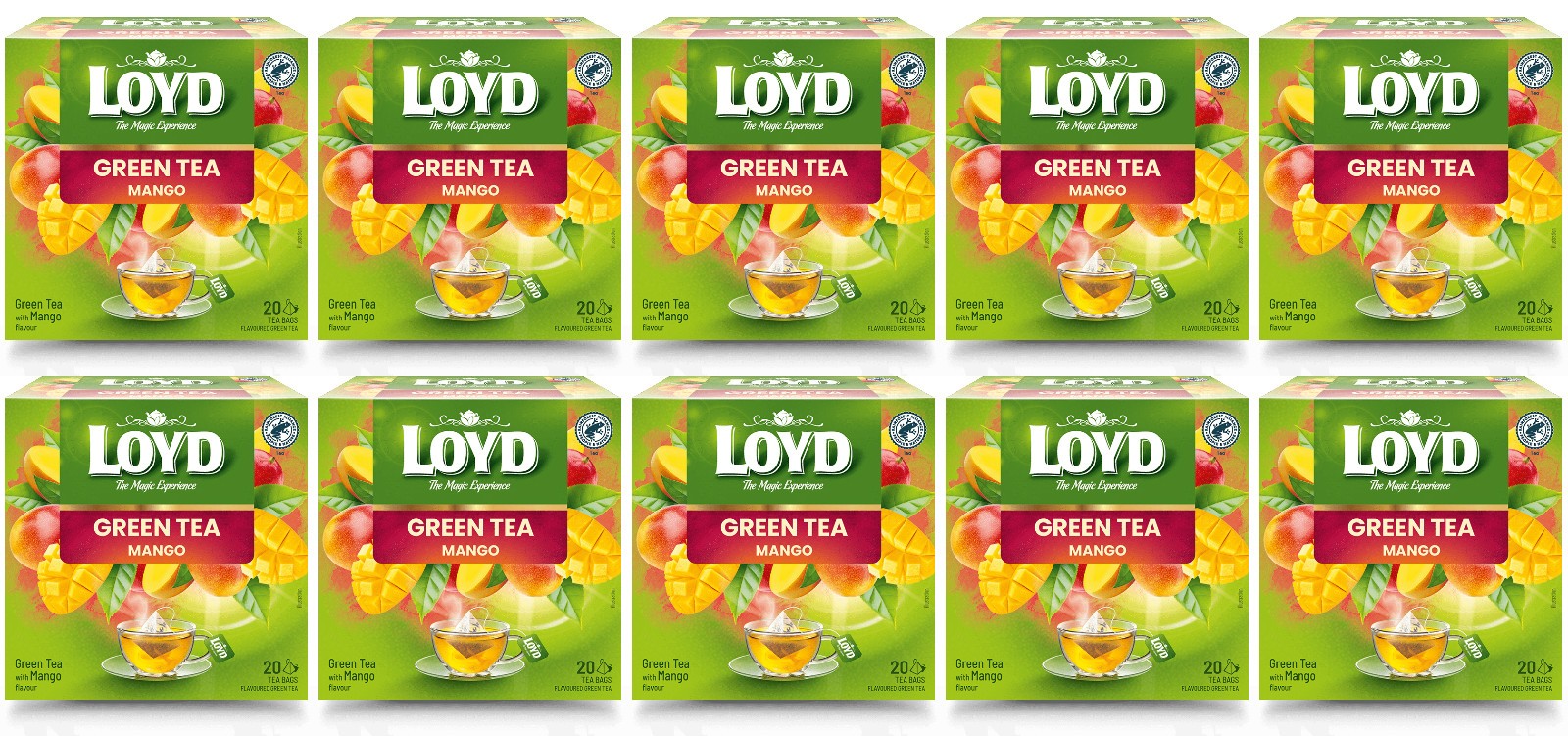 10 LOYD MANGO Flavor Green Tea Boxes 30g 1.05oz