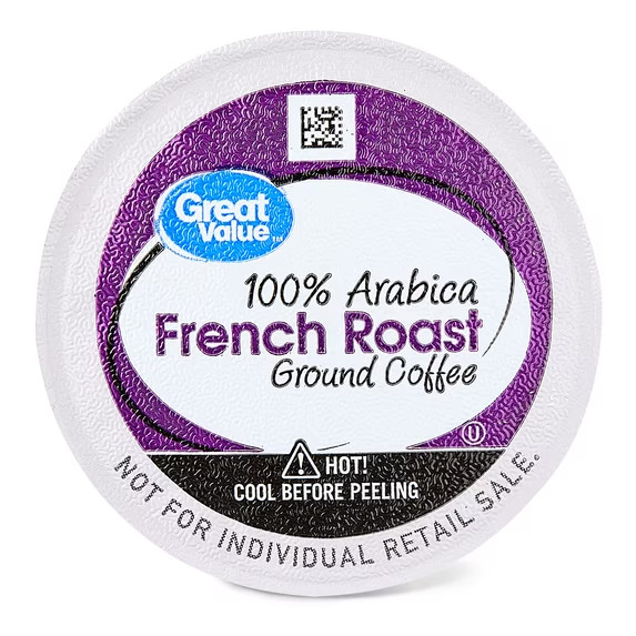 Great Value 100% Arabica French Dark Roast Ground Coffee Pods, 34.9 oz,100 Count